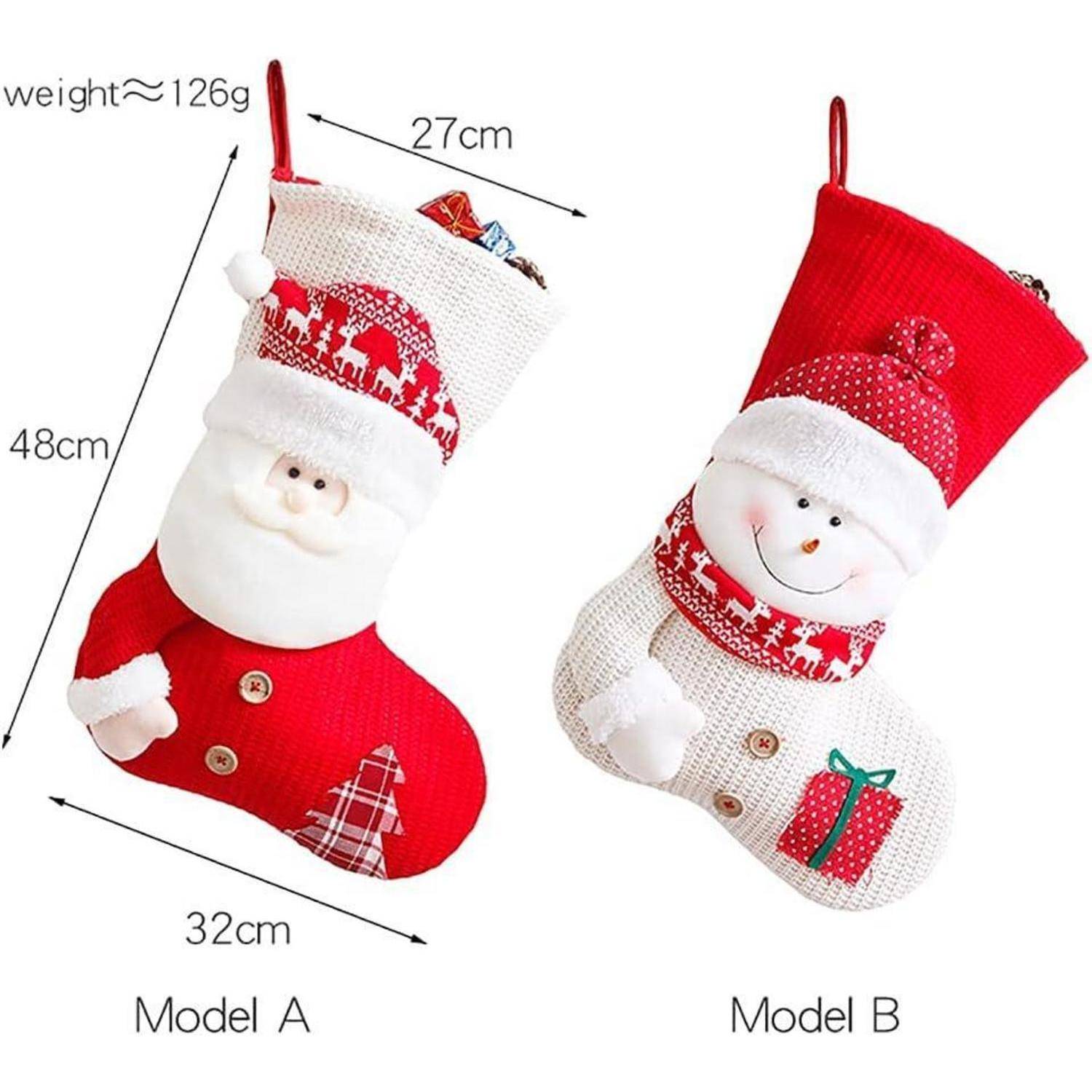 Große Weihnachtsstrümpfe Set Weihnachtsmann Schneemann Hirsch Deko