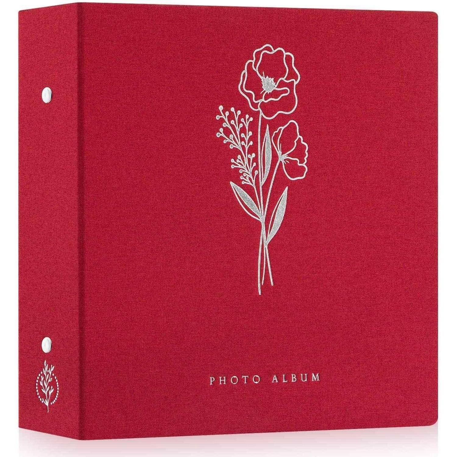 Fotoalbum 10x15cm 600 Fotos Leinen Einsteckalbum Rot