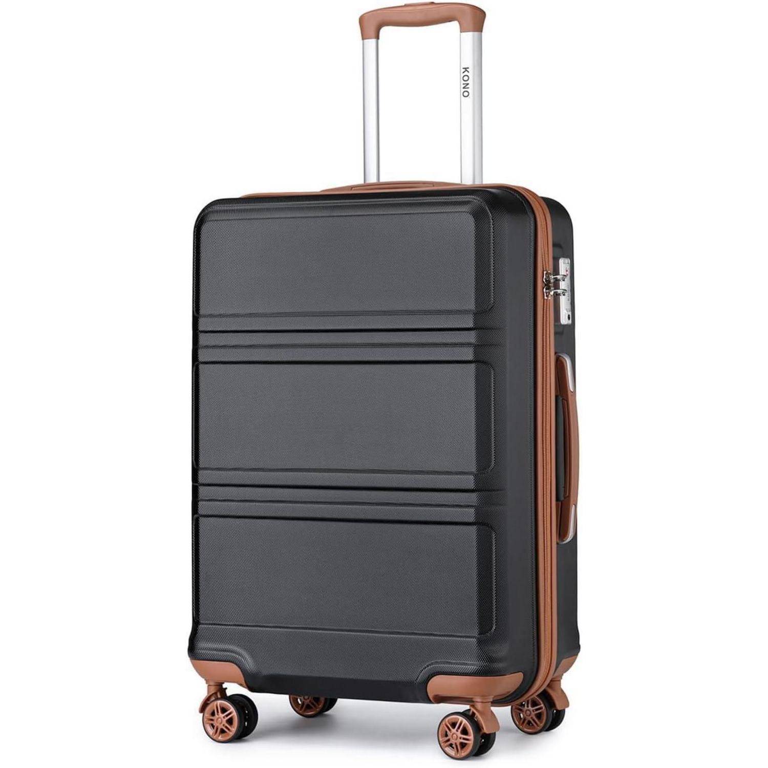 Koffer Trolley Reisekoffer M (55cm) Schwarz Braun