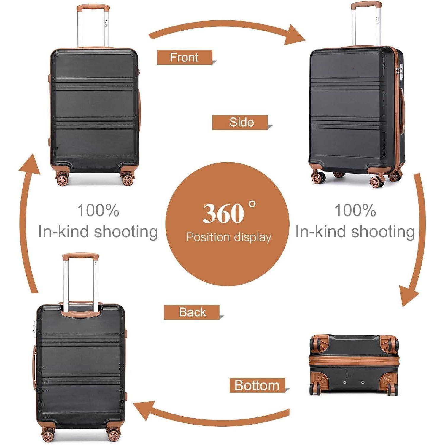 Koffer Trolley Reisekoffer M (55cm) Schwarz Braun