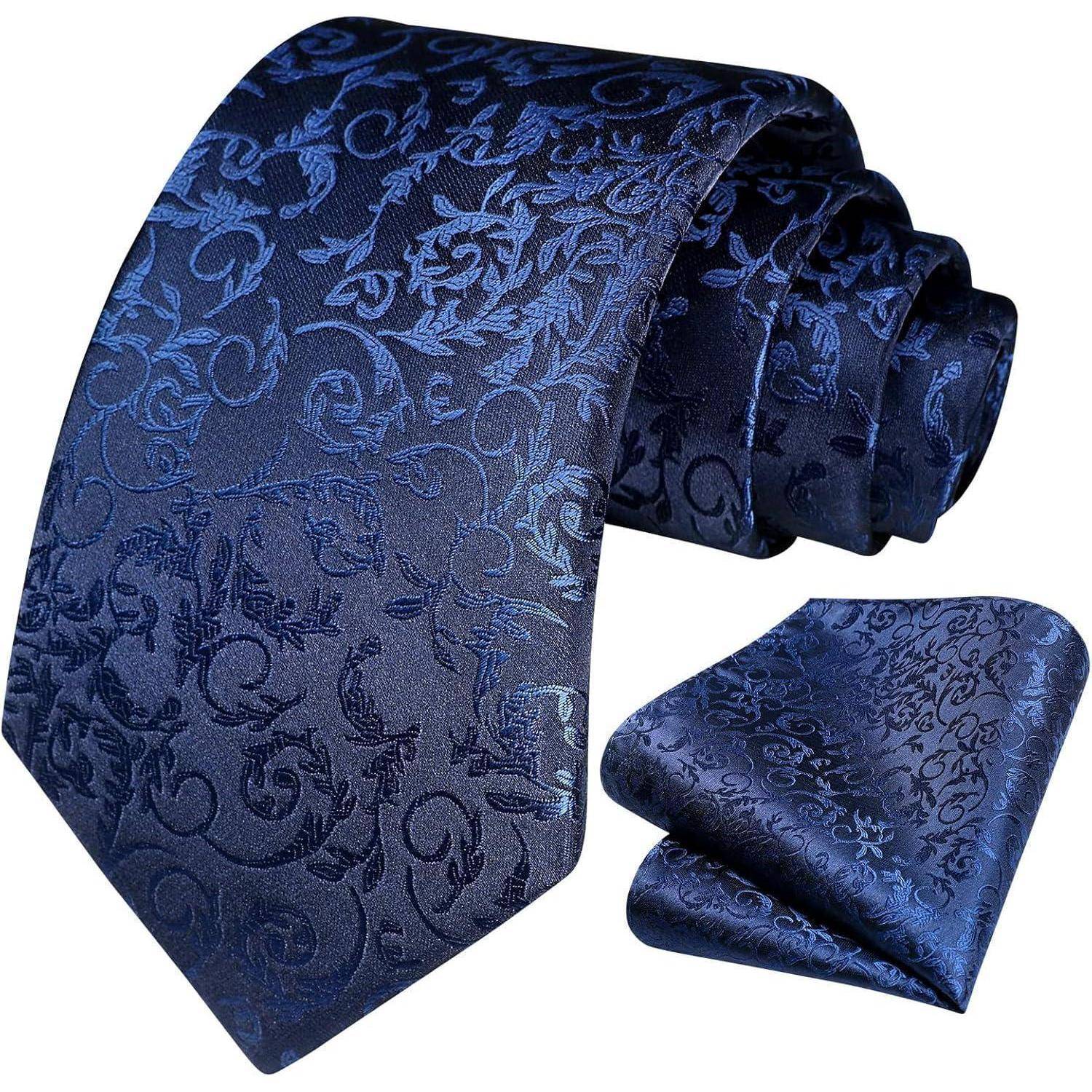 Krawatten Herren Hochzeit Set Einheitsgröße D-marineblau-6