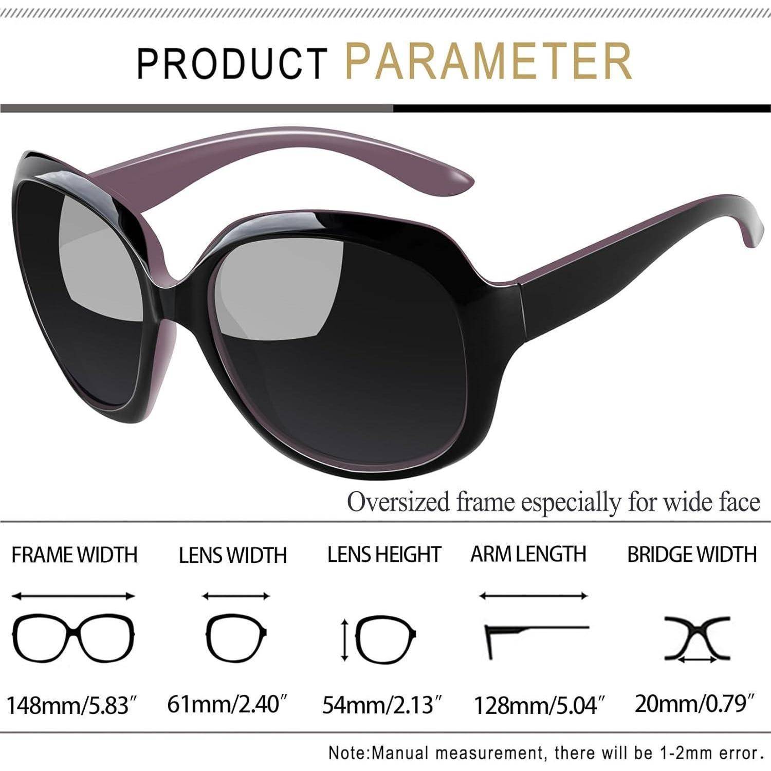 Sonnenbrille Damen Übergroße B03-schwarz Lila Schwarz Wie die Bilder