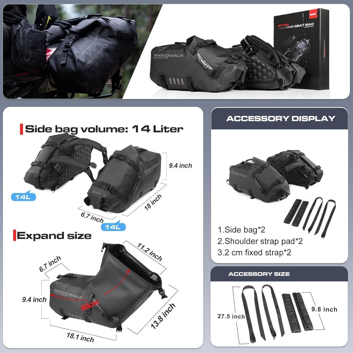 Satteltasche 18L 2x9L Wasserdicht Seitentasche Hecktasche Schwarz 18l