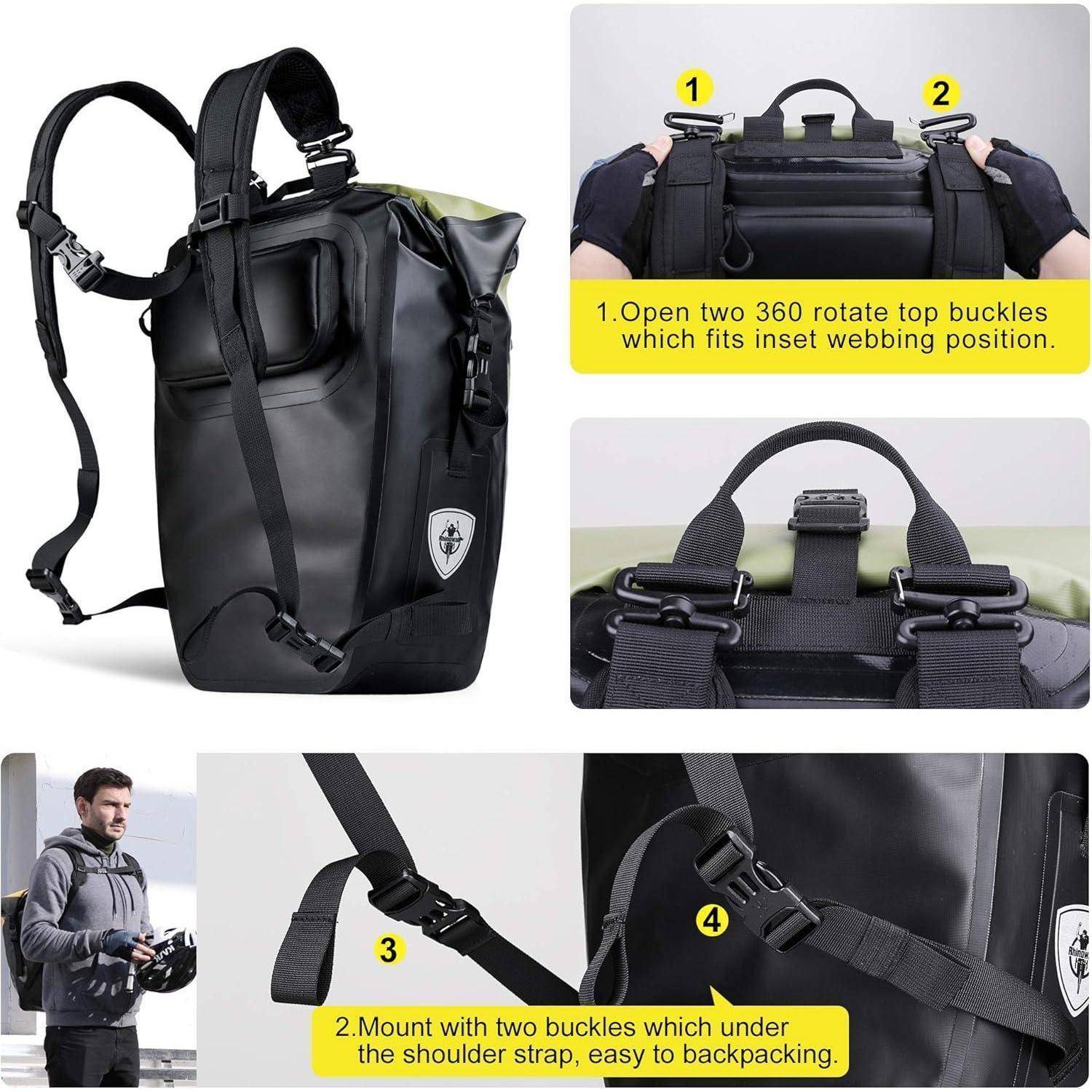 3-in-1 Fahrradtasche für Gepäckträger 27-30L Wasserdicht Hinten Vorne