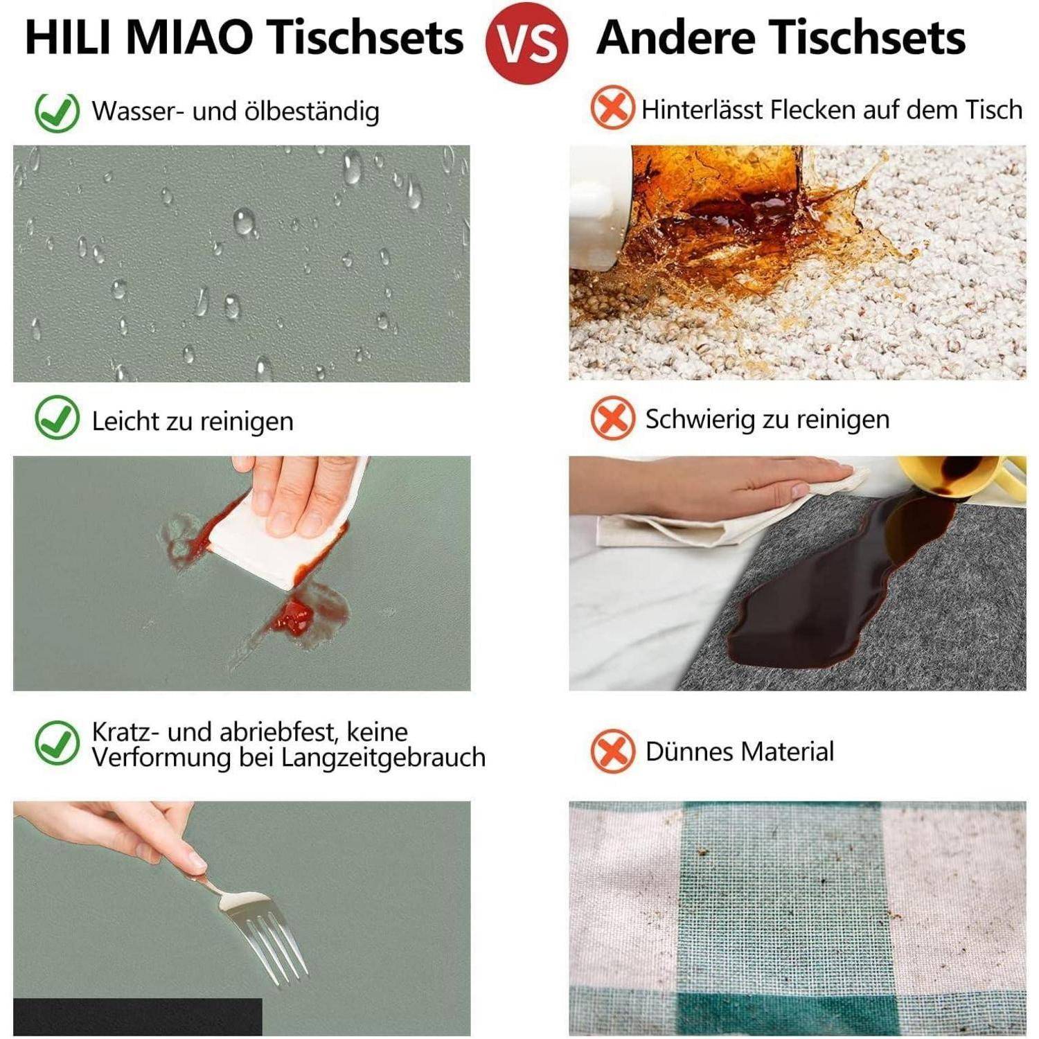 Tischsets & Untersetzer Lederoptik Abwaschbar Set 6er Salbeigrün