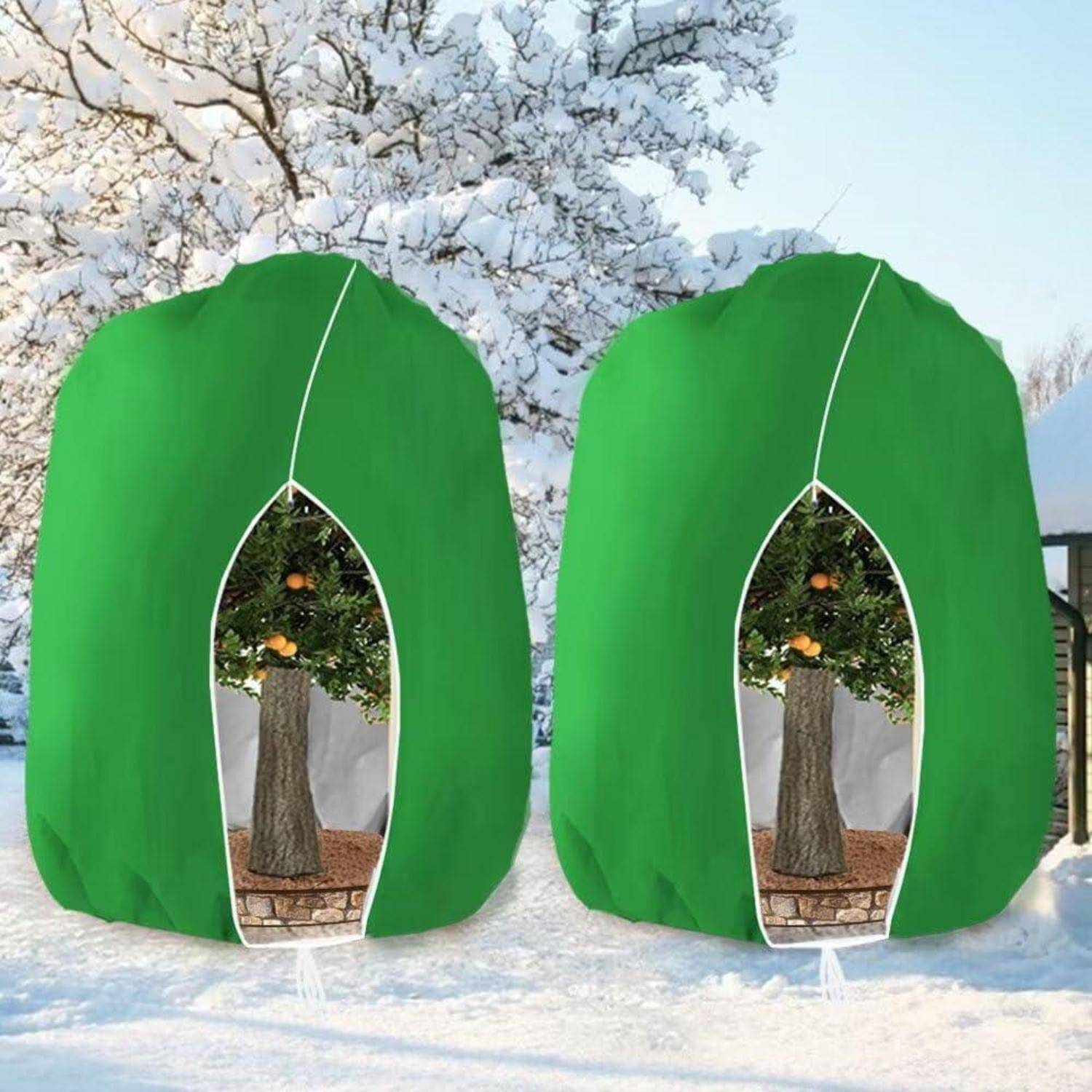 Winterschutz Pflanzen Haube Reißverschluss 280x300cm Grün-2 Stück