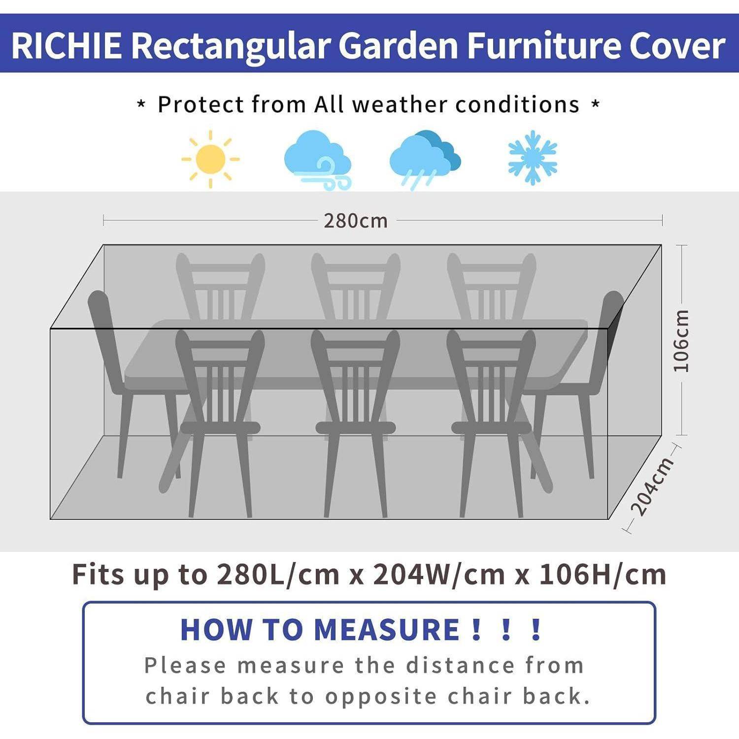 Abdeckung Gartenmöbel Schutzhülle 280x204x106cm Transparent