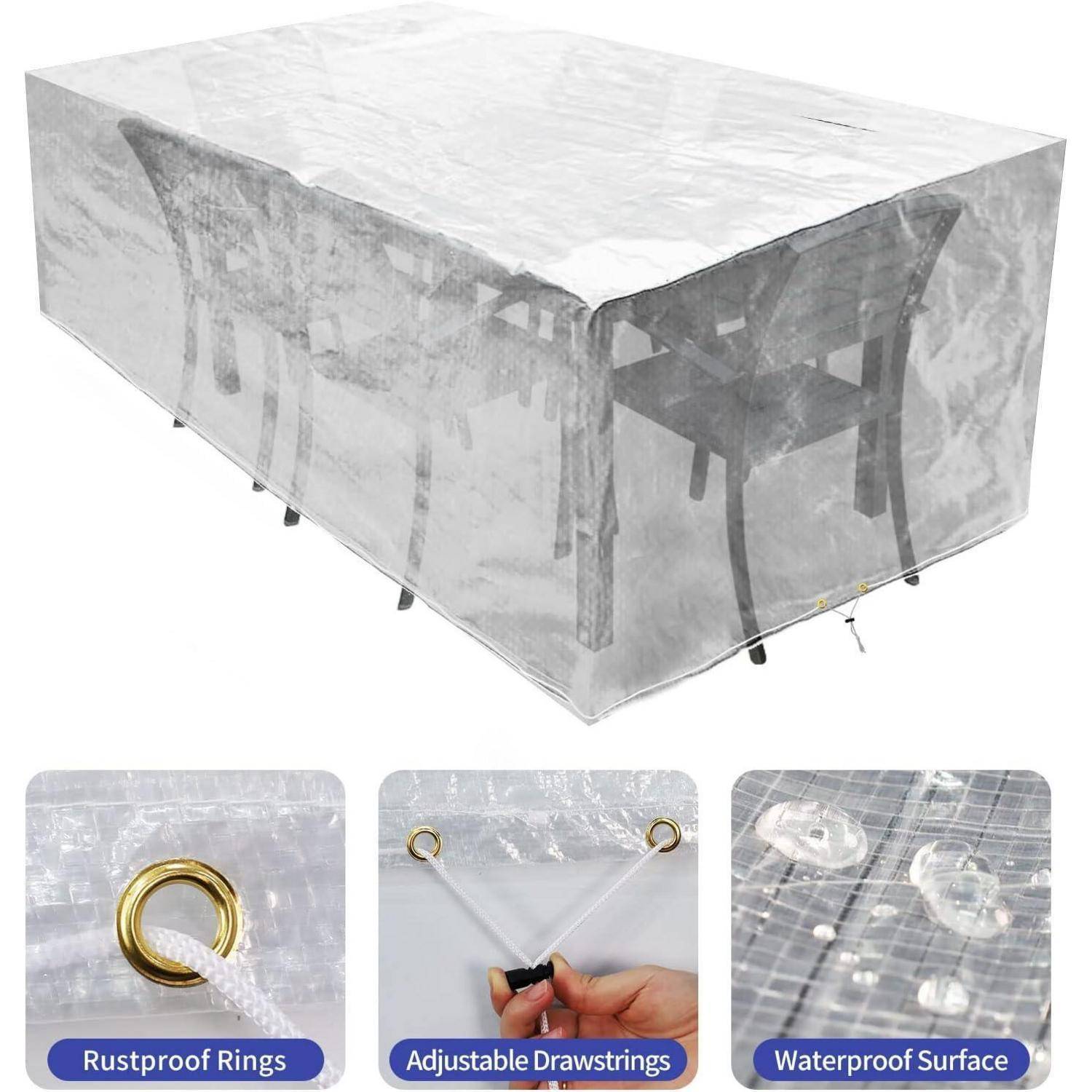 Abdeckung Gartenmöbel wasserdicht UV Schutz 193x136x88cm Transparent