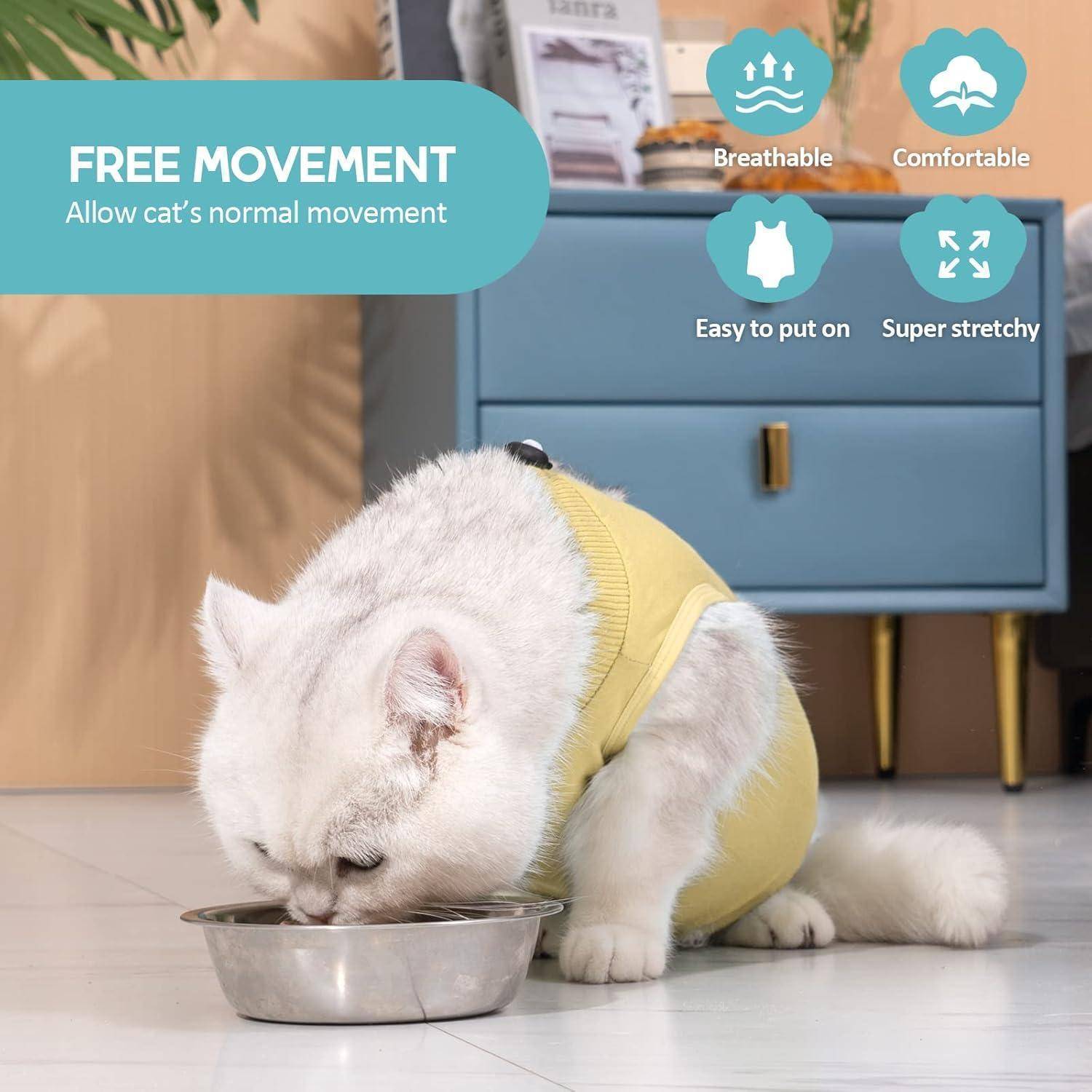 Katzenbody Erholungsanzug OP Kastration Leckschutz Gelb L