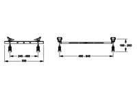 Technische Zeichnung mit Abmessungen zweier Objekte: Das linke Objekt ist 260 mm breit und das rechte Objekt ist 400-540 mm breit.