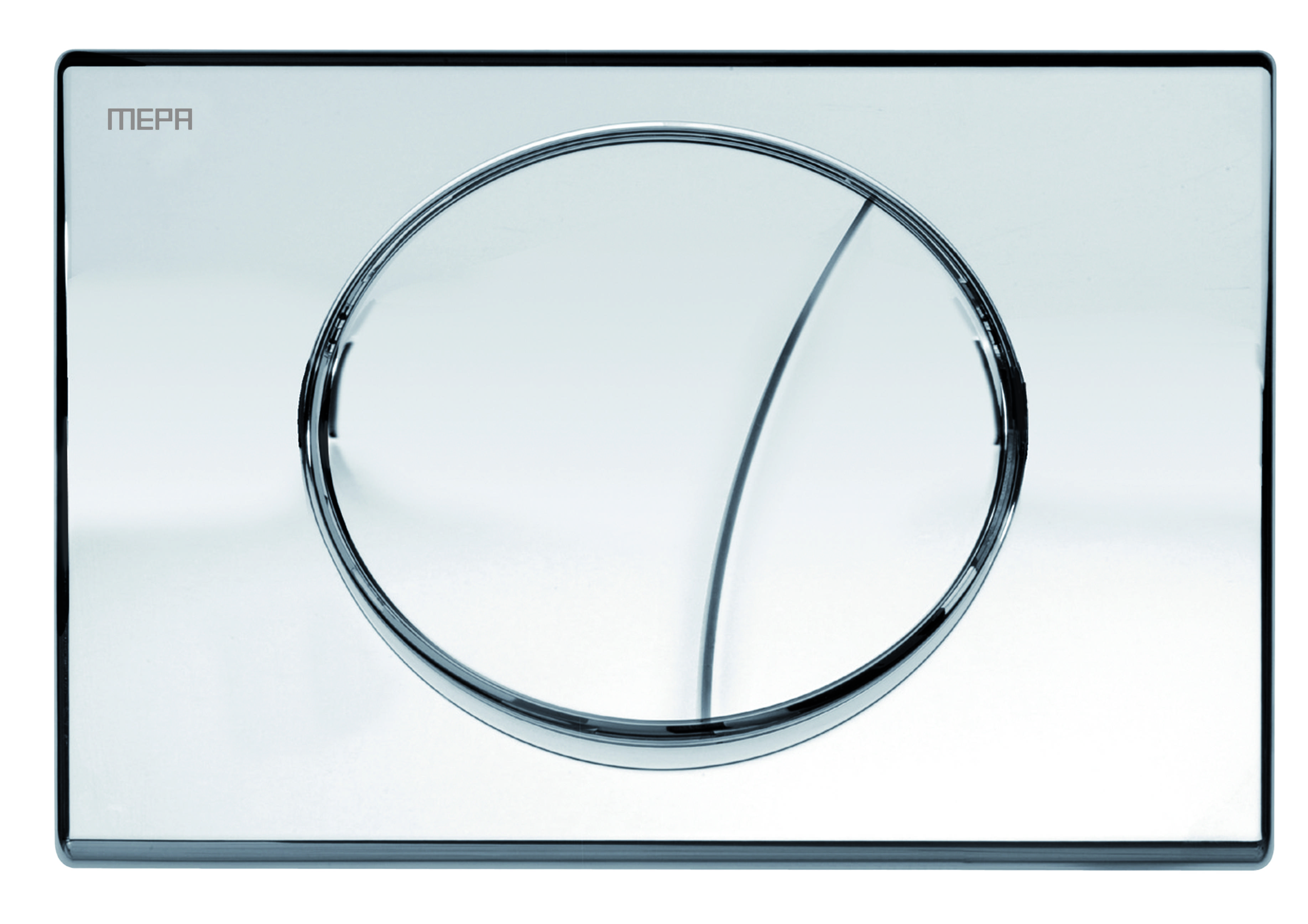 Ein kreisförmiges metallisches Objekt vor einer reflektierenden Oberfläche, das einen Schatten wirft, der es in zwei Hälften teilt. Minimalistisches Design mit Symmetrie.