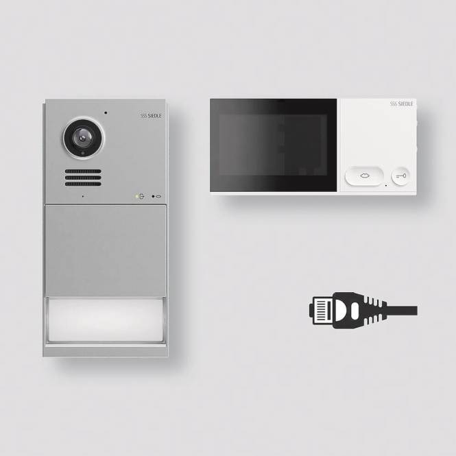 Siedle Set LAN Mattchrom IQSL-0 f.Neubau Install.Baumaterial Hauskomm/Batt/Sicher Türkommunikation