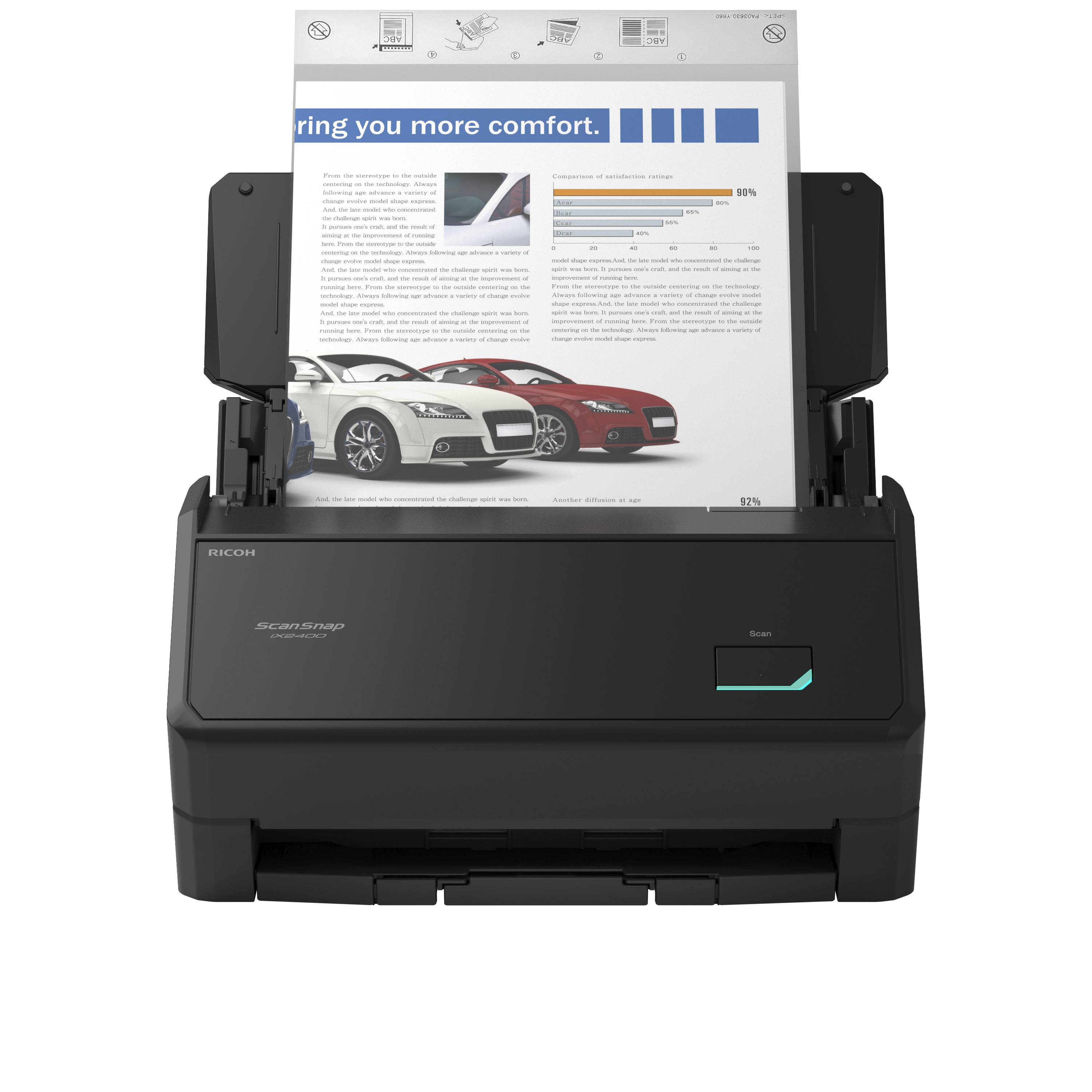 Ricoh ScanSnap iX2400, 216 x 316 mm, 600 x 600 DPI, 45 Seiten pro Minute, ADF-Scanner, Schwarz, Dual CIS