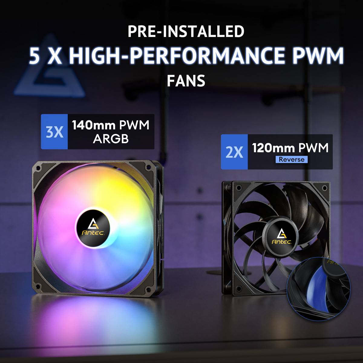 ANTEC FLUX Rear ATX/Micro-ATX/ITX Midi Tower PC Gehäuse , schwarz