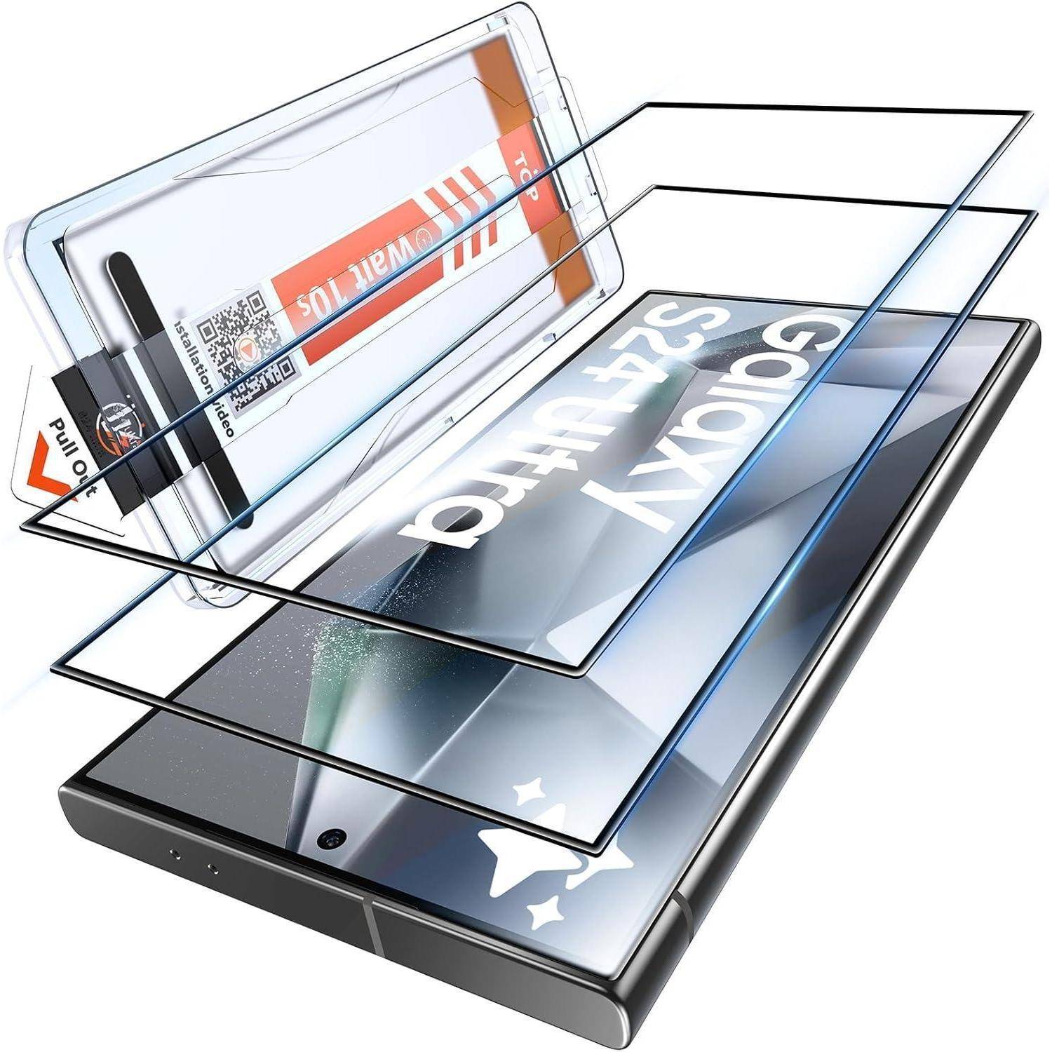 Panzer Schutz Glas Samsung Galaxy S24 Ultra 2er Pack HD Kratzfest