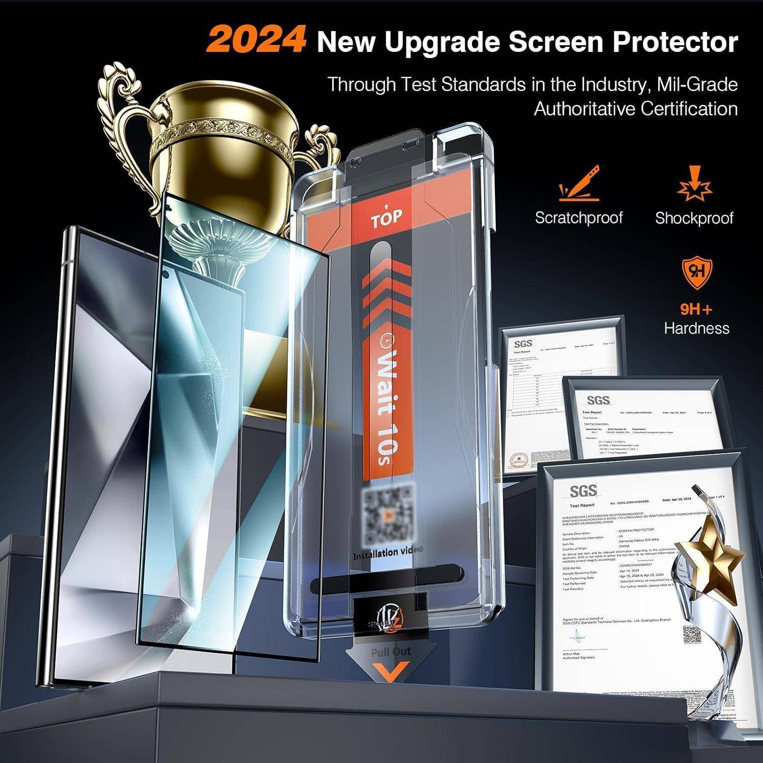 Panzer Schutz Glas Samsung Galaxy S24 Ultra 2er Pack HD Kratzfest