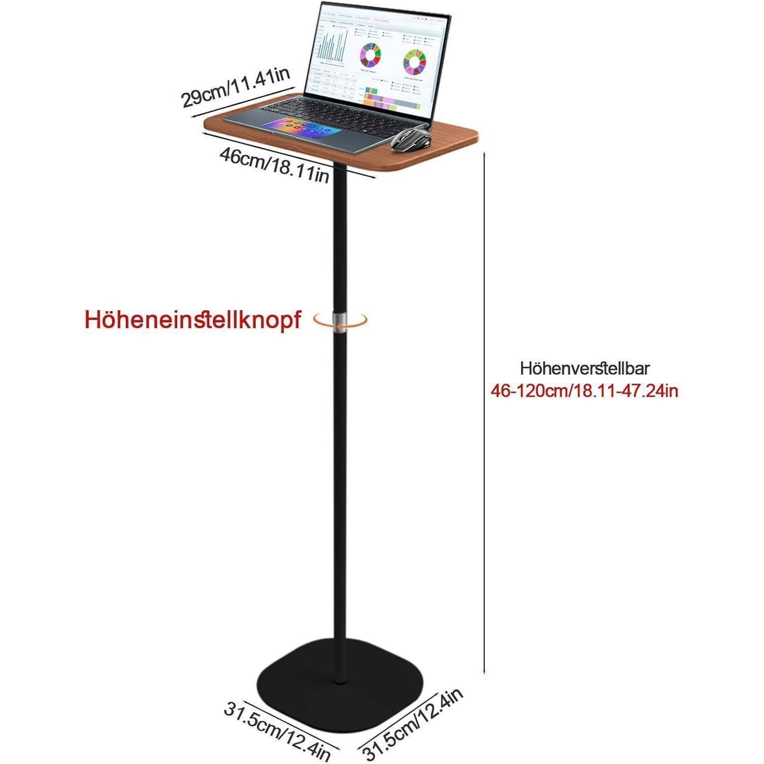 Stehpult Höhenverstellbar 46-120cm Schwarz, Adjustable Laptoptisch