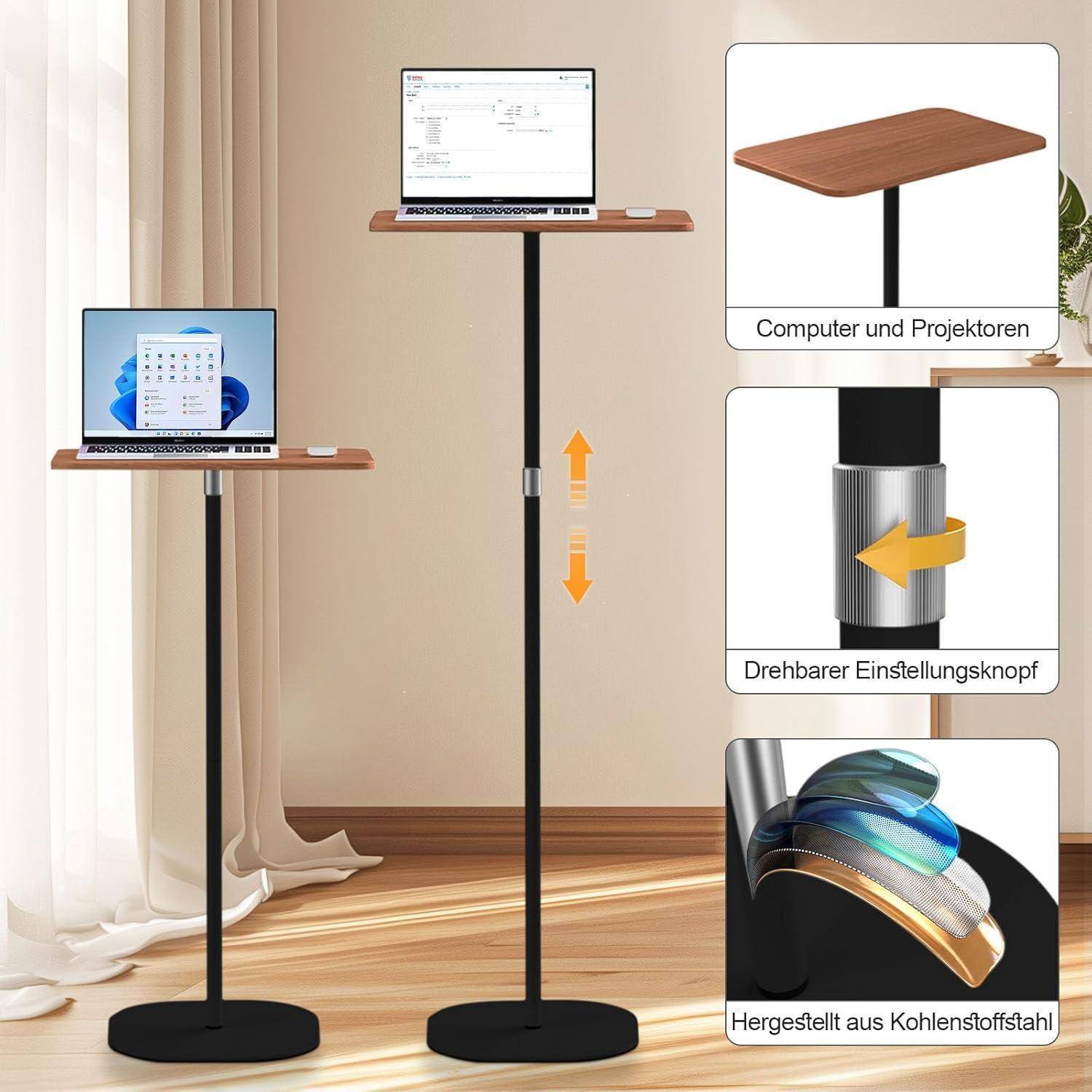 Stehpult Höhenverstellbar 46-120cm Schwarz, Adjustable Laptoptisch