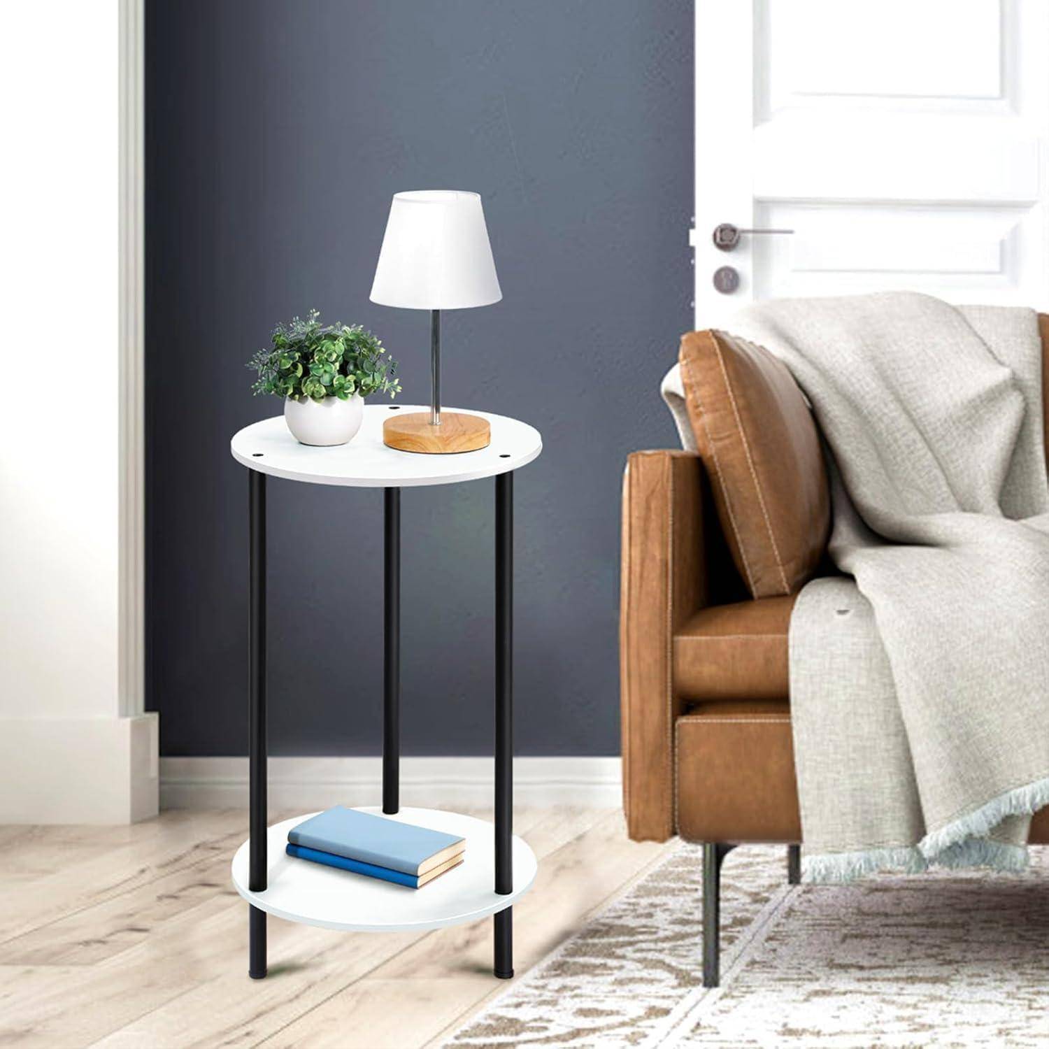 Couchtisch Rund 2er Set Beistelltisch MDF Metall