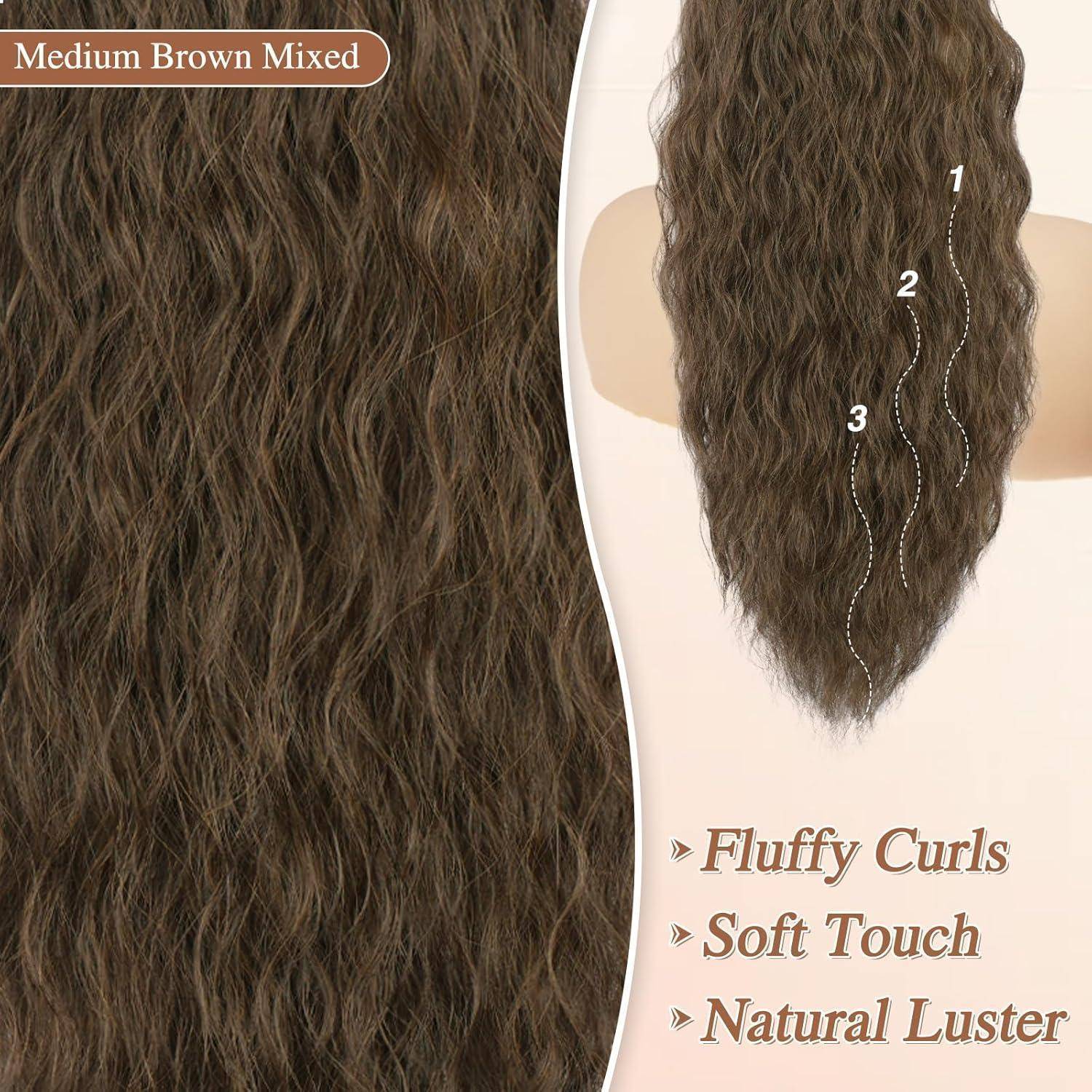 Lockige Ponytail Extension 56cm Mittleres Braun Haarverlängerung