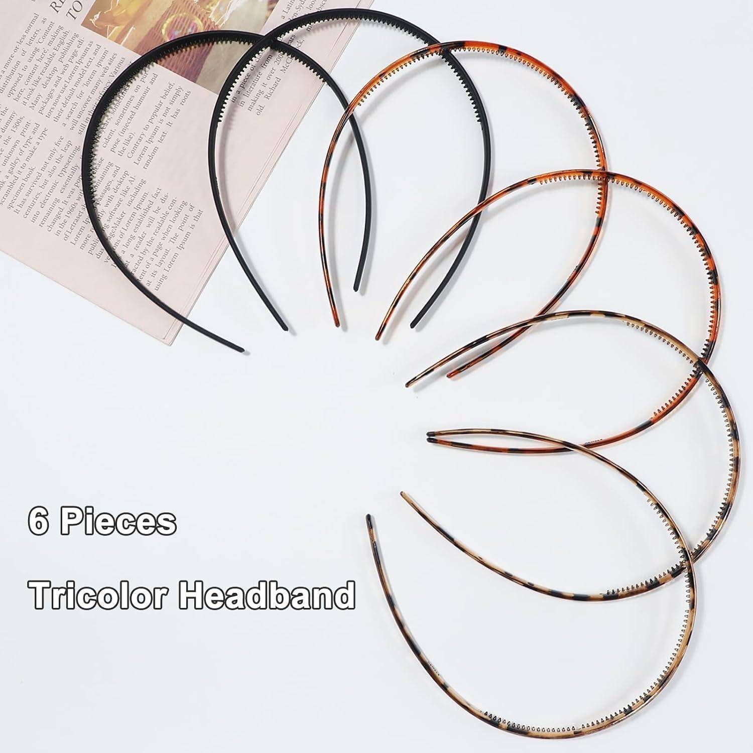 6er Set Haarbänder 8mm Rutschfestes Stirnband für Sport Yoga