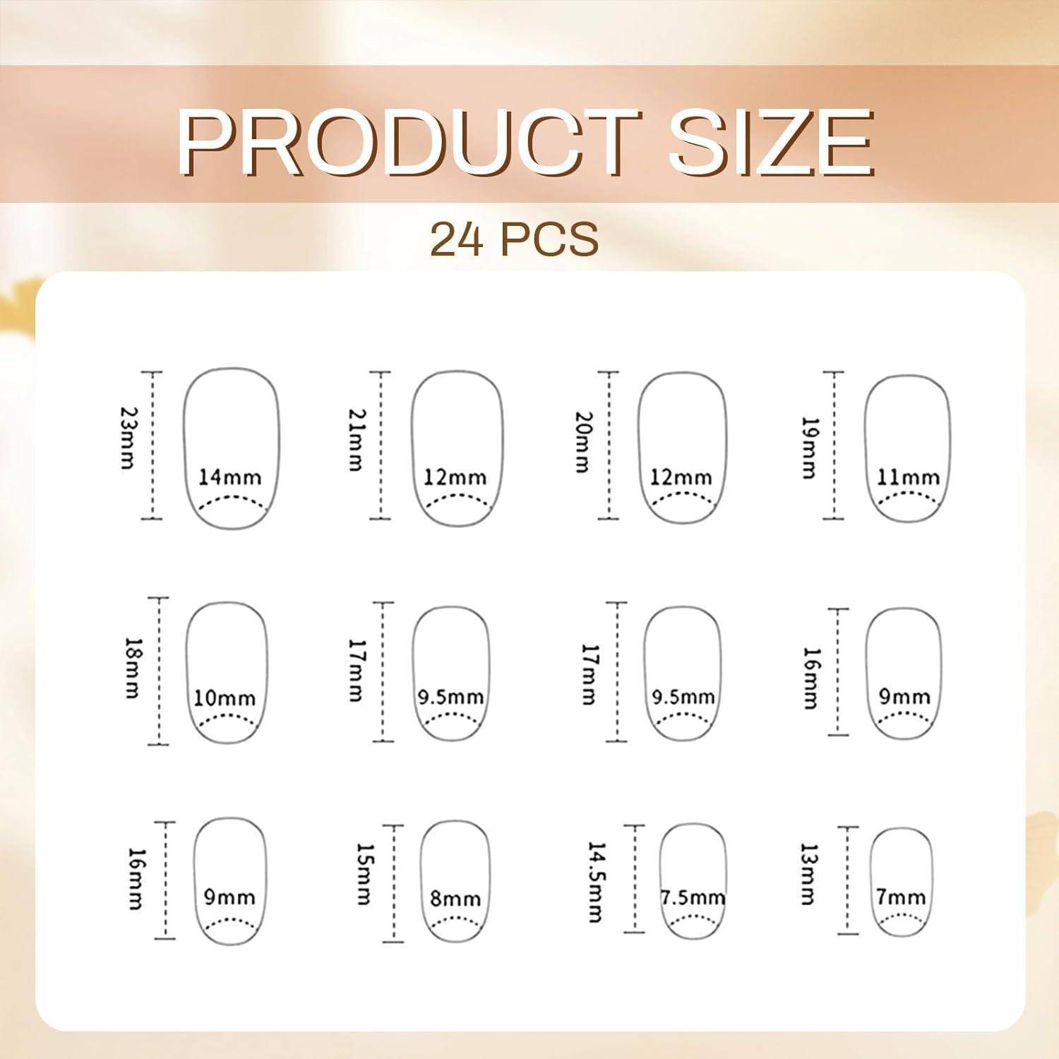 24er Set Mandelkreuz Design 3D Schwarz Press On Nails French Tip Acryl