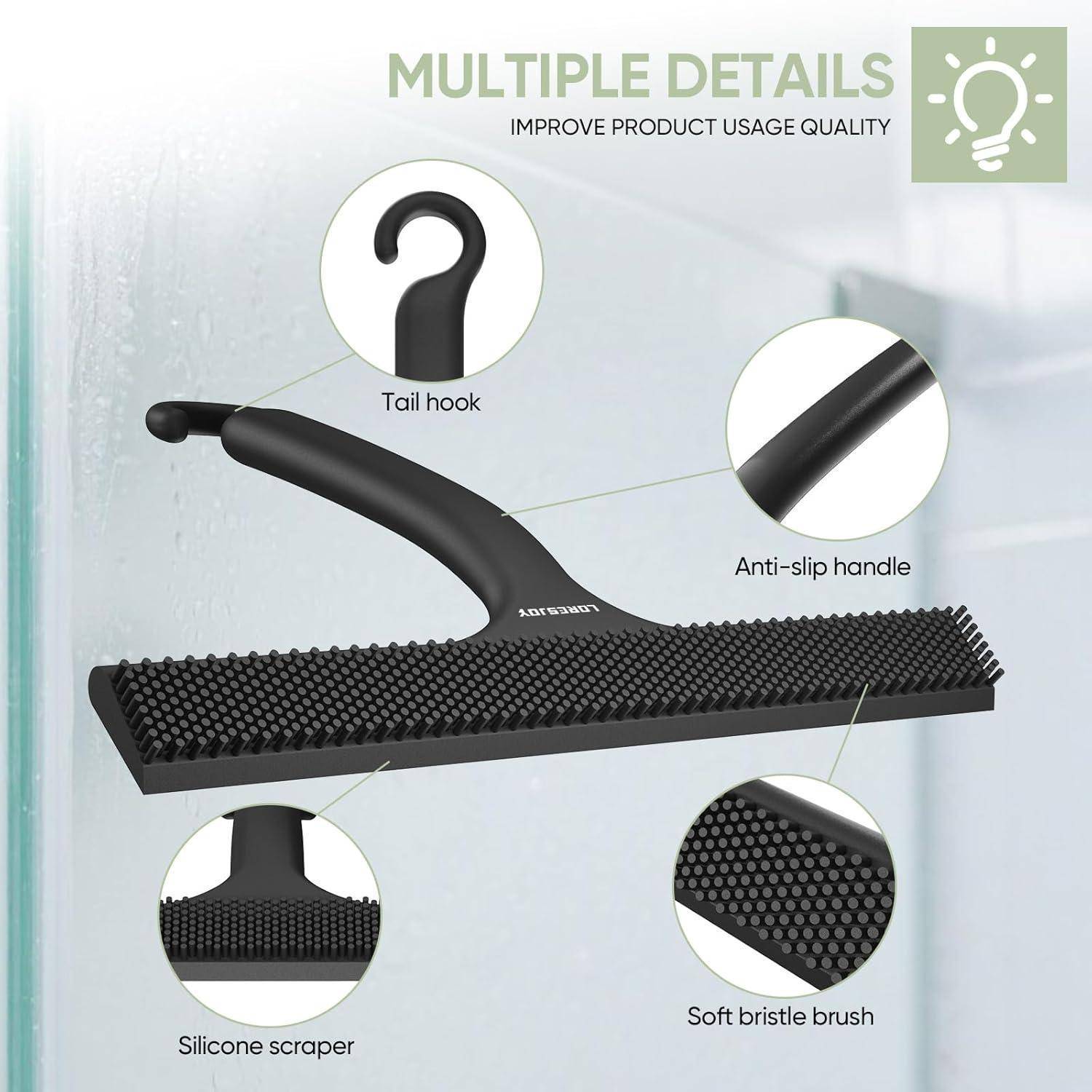 Duschabzieher Silikon Schwarz für Glastüren Wischer Dusche Spiegel