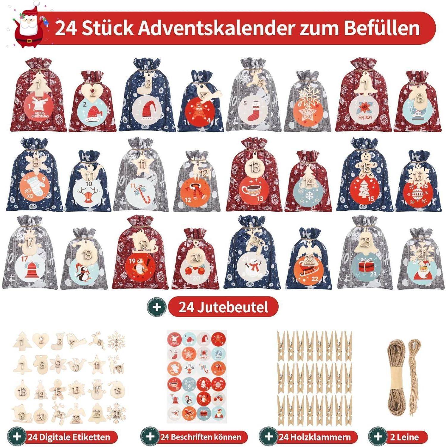 Adventskalender 24 Säckchen Befüllen Frauen Beauty 2024 blue
