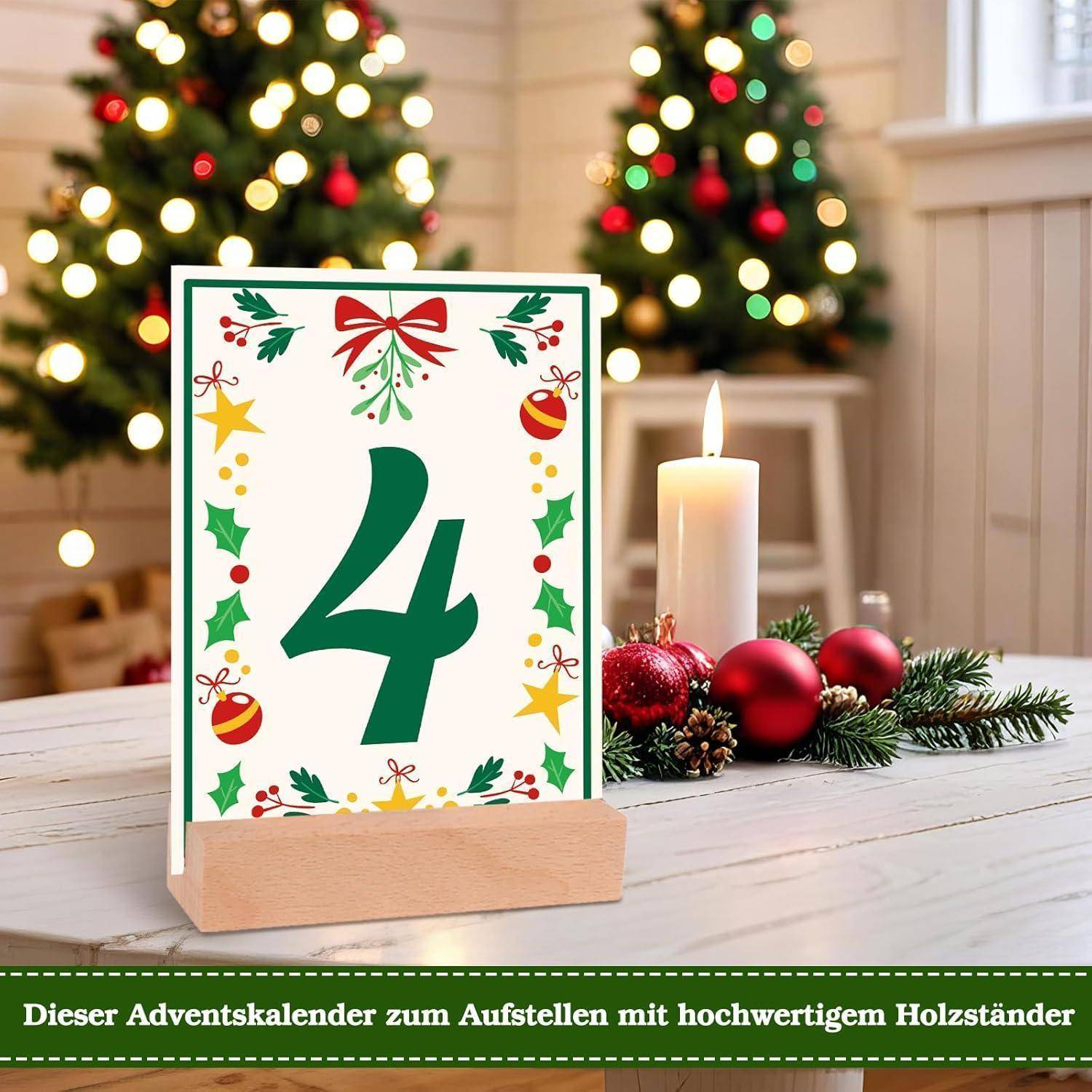 Adventskalender 2025 Karten Selbstliebe Sprüche Holzfuß Achtsamkeit