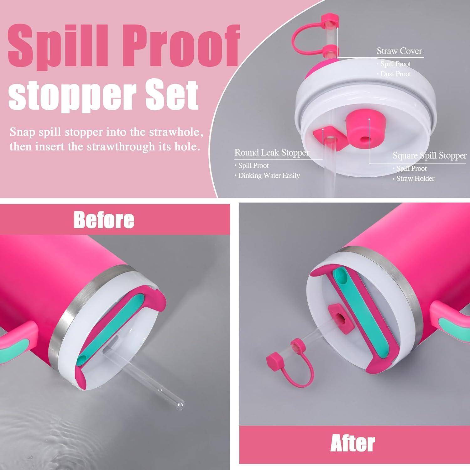 Zubehörset Silikonstopfen Strohdeckel Hülle 1200ml 850ml Pink Parade