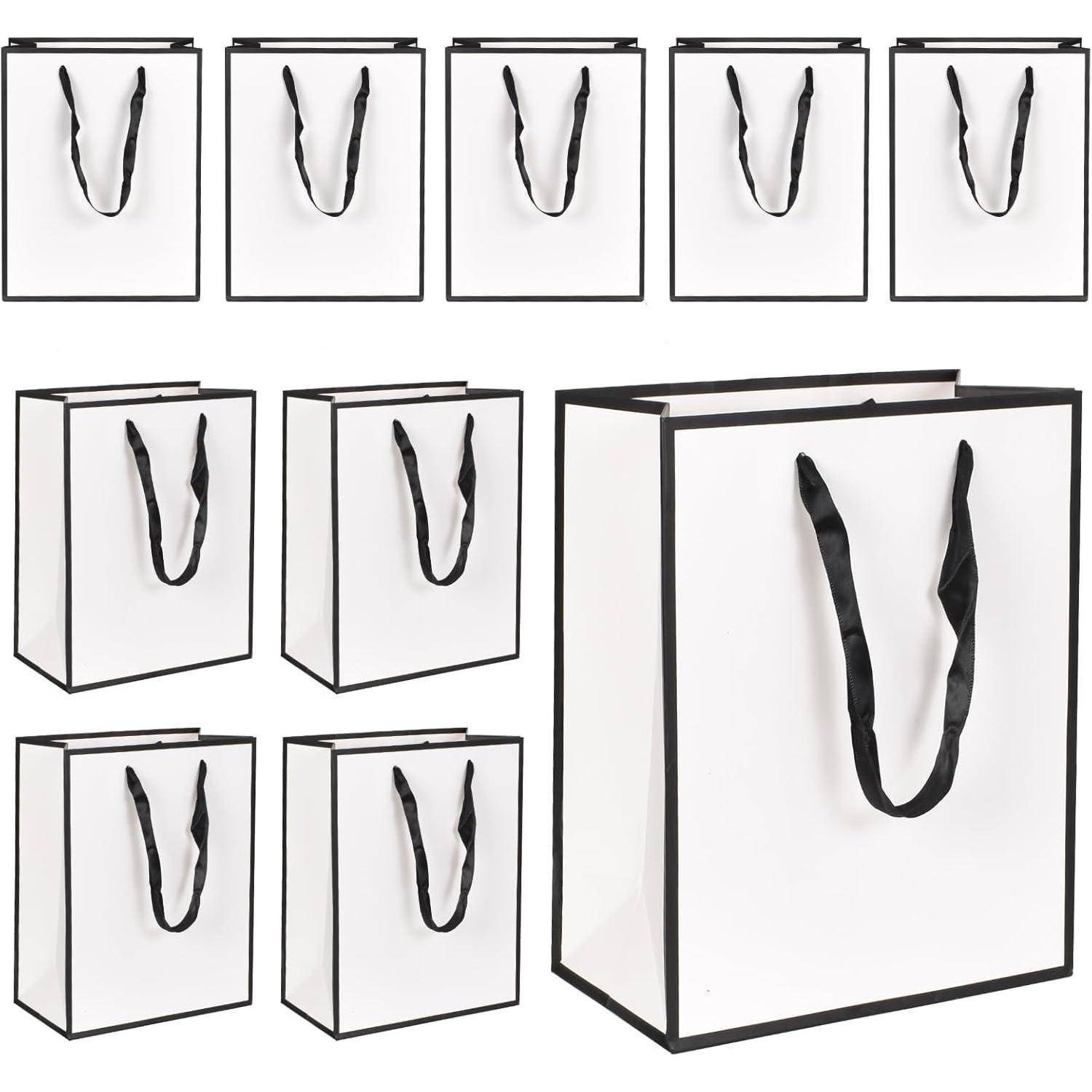 Geschenktüte Kraftpapier Henkel 10 Stück 18x10x23cm Weiß-1