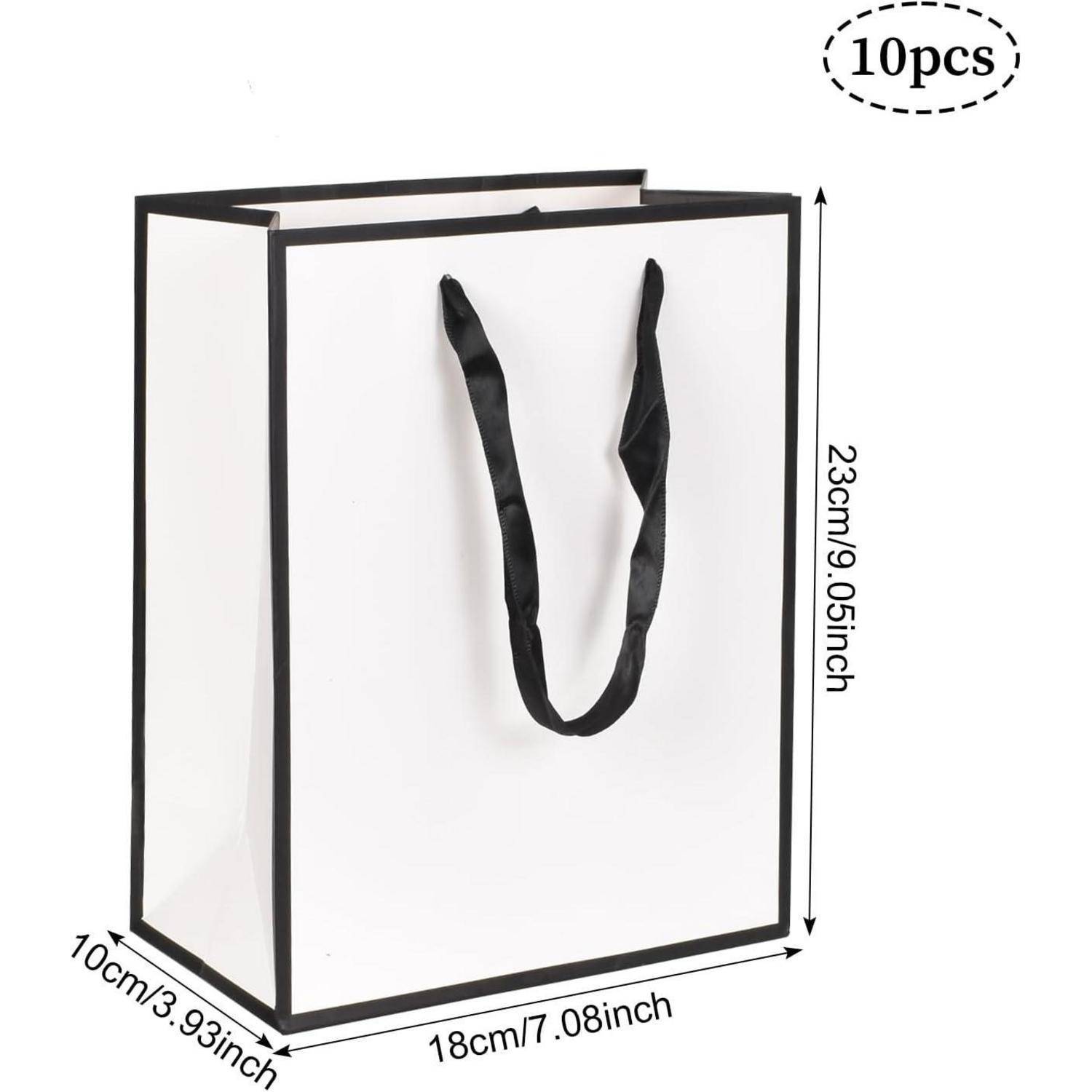 Geschenktüte Kraftpapier Henkel 10 Stück 18x10x23cm Weiß-1
