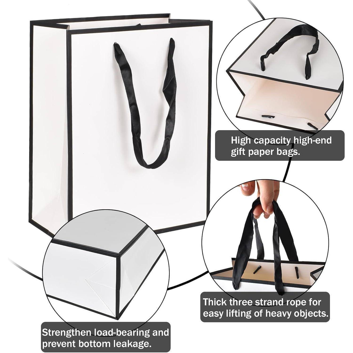 Geschenktüte Kraftpapier Henkel 10 Stück 18x10x23cm Weiß-1
