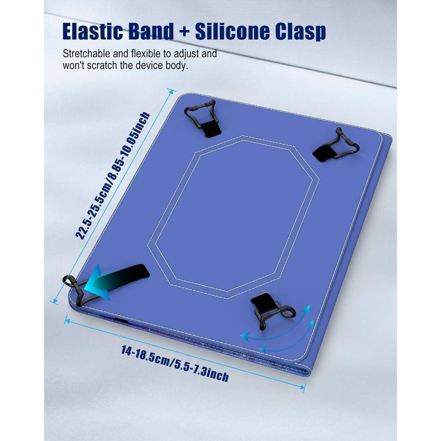 Elastisches Band + Silikonhalterung: Dehnbar und flexibel zur Anpassung und kratzt nicht am Gerätegehäuse. 14-18,5 cm / 5,5-7,3 Zoll.