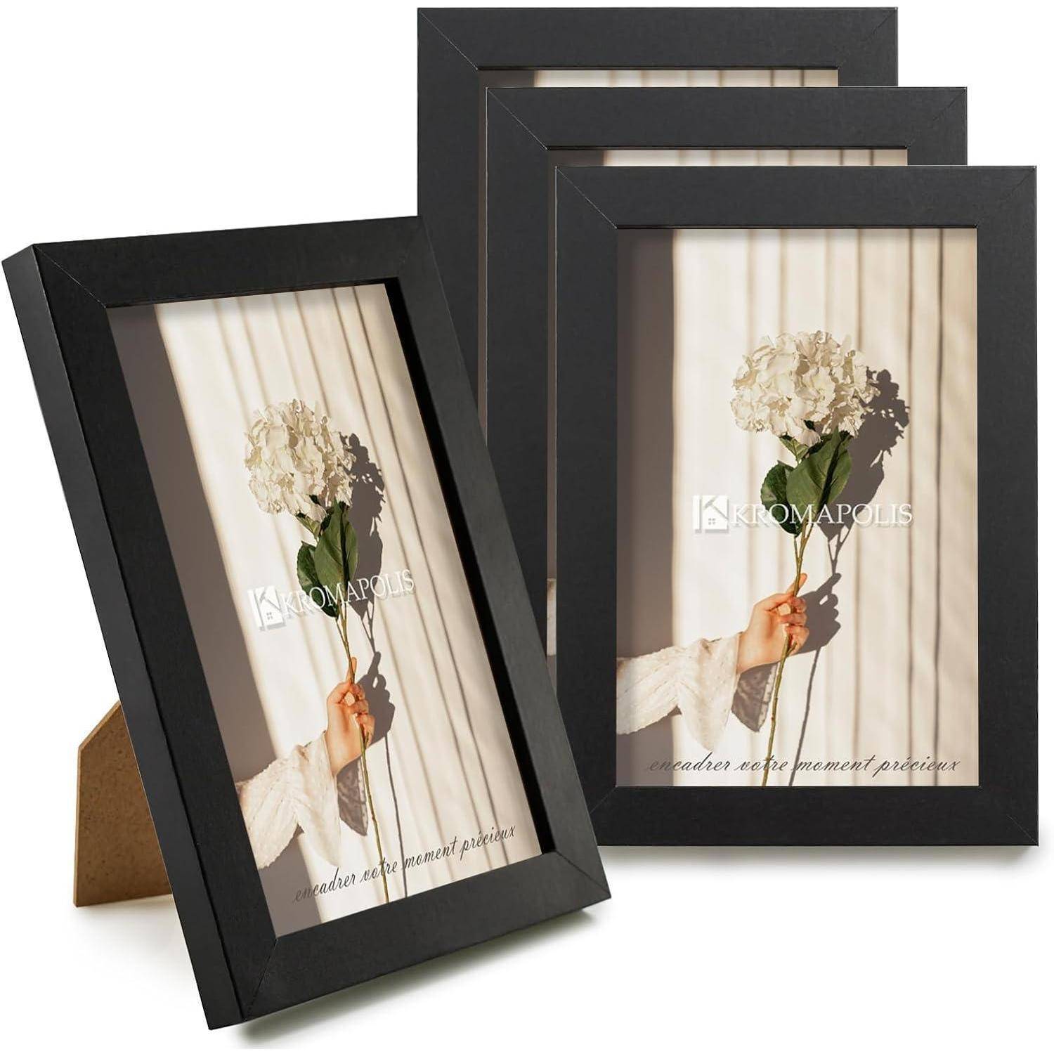 Bilderrahmen Kleine MDF Acrylglas Drehverschluss 10x15 cm Schwarz 4x