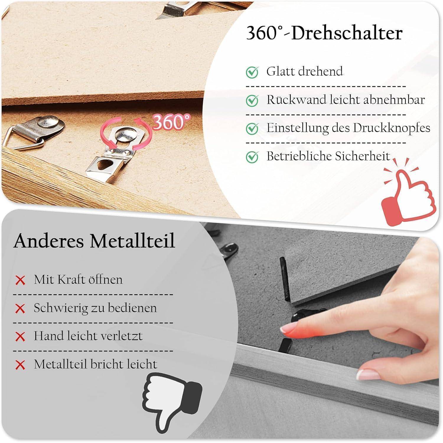 Bilderrahmen 10 MDF Drehverschluss Rückwand 10x15 cm Eiche 10x