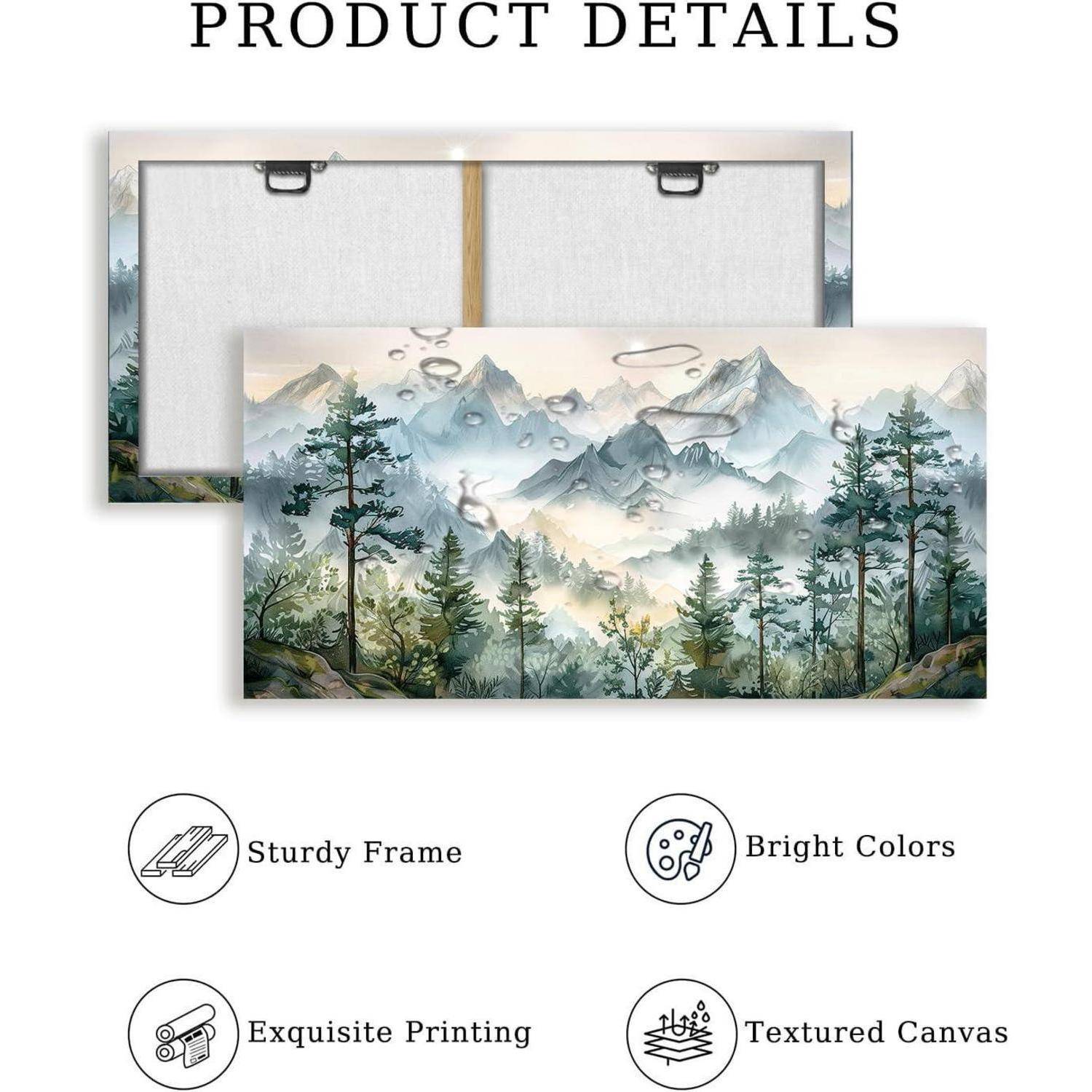 Leinwandbild Aquarell Aquarell Grüne Berglandschaft 100L x 50B cm