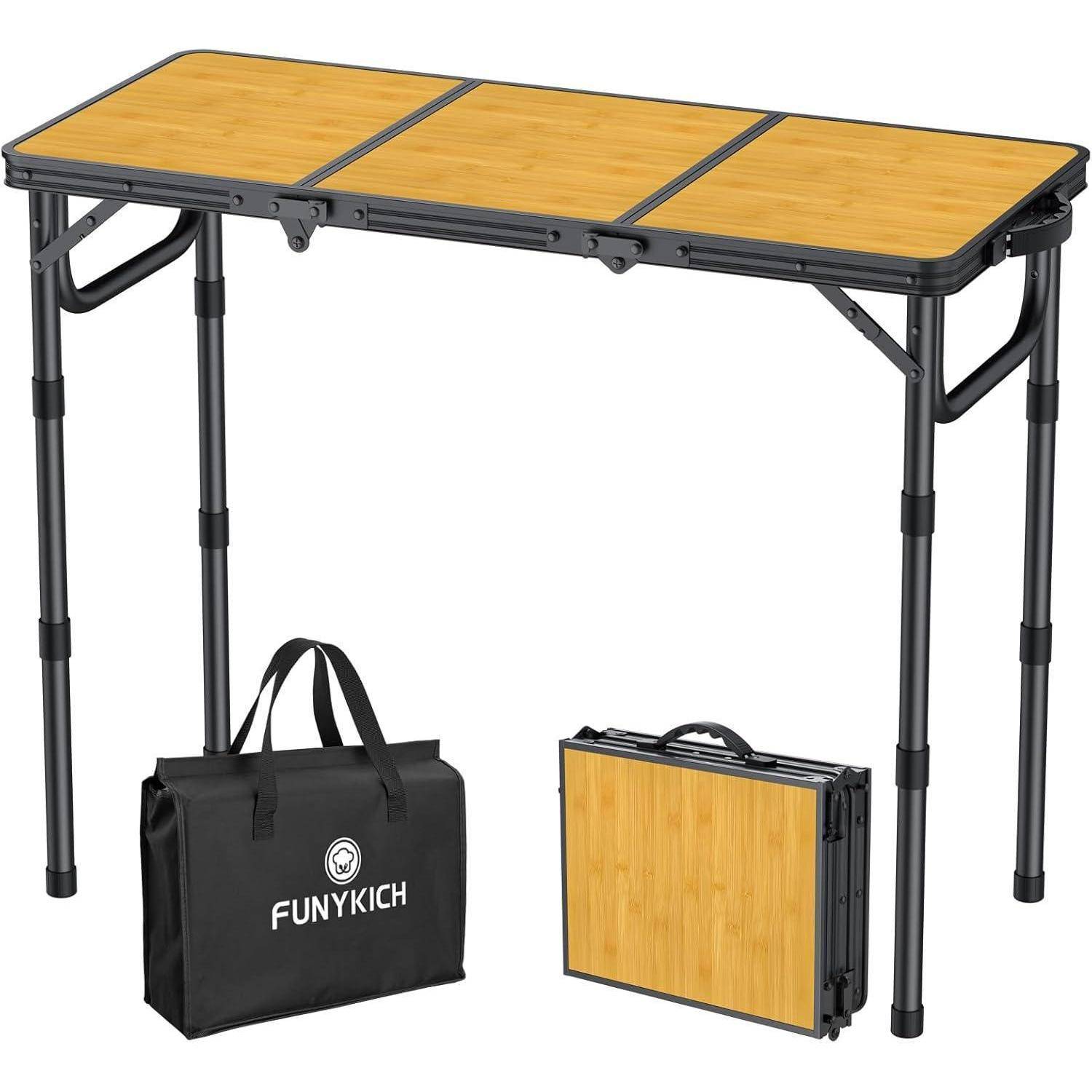 Campingtisch Klapptisch Aluminium 87x40cm 3 Höhen Schwarzgelb