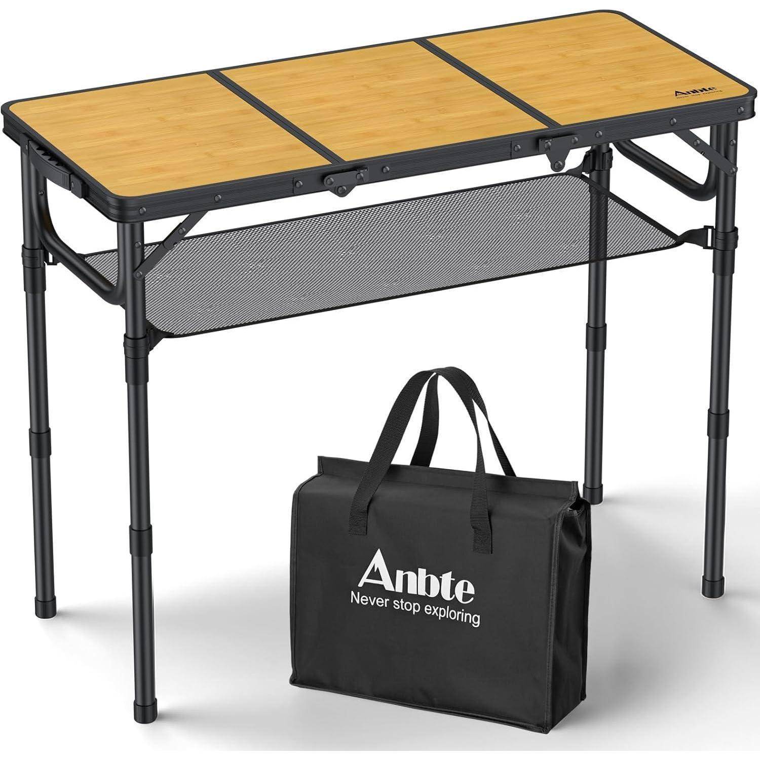 Campingtisch Aluminium Klapptisch 87x40cm 3 Höhen MDF Holzmaserung