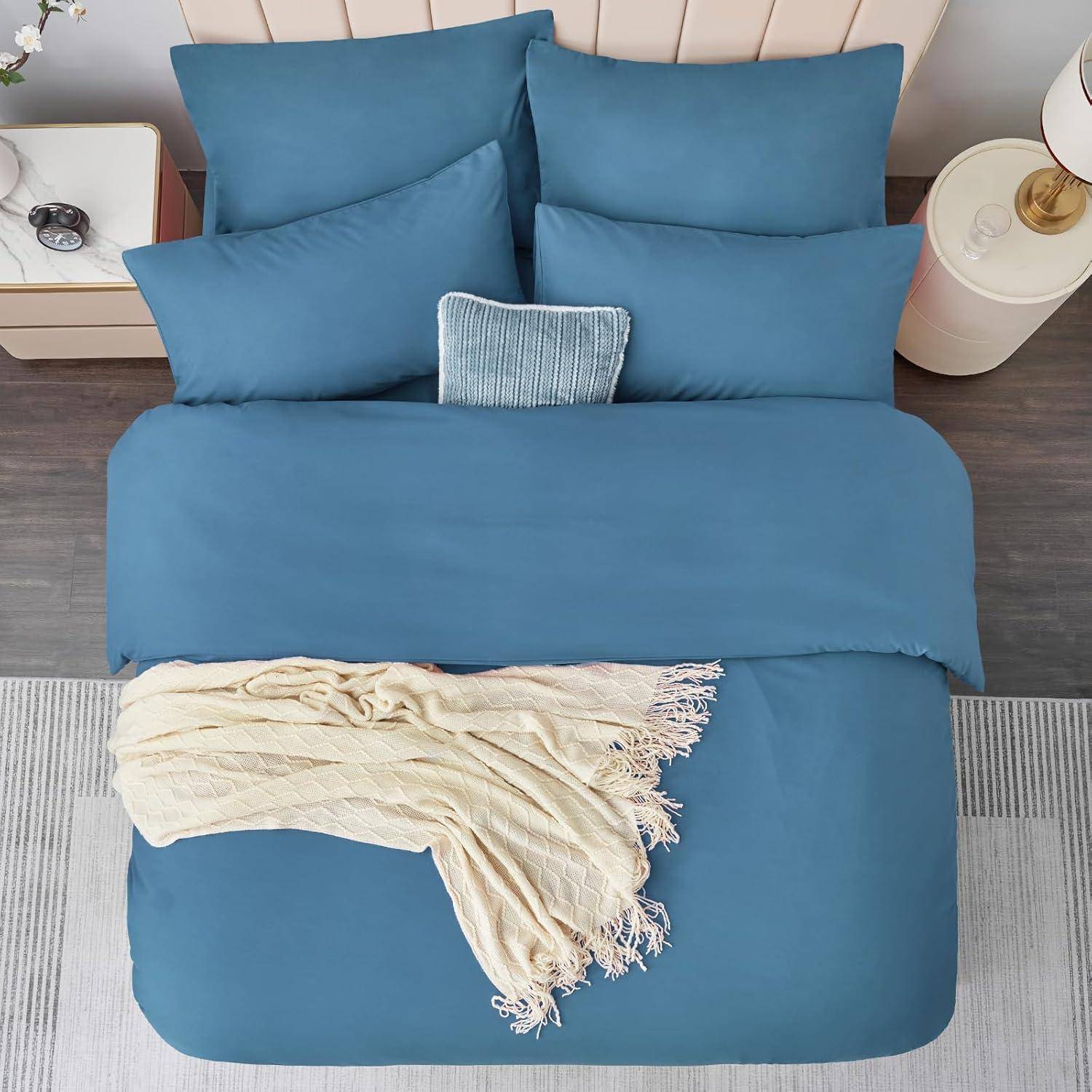 Bettwäsche 200x220 Mikrofaser 200x220cm+2x 80x80cm 05 - Denimblau