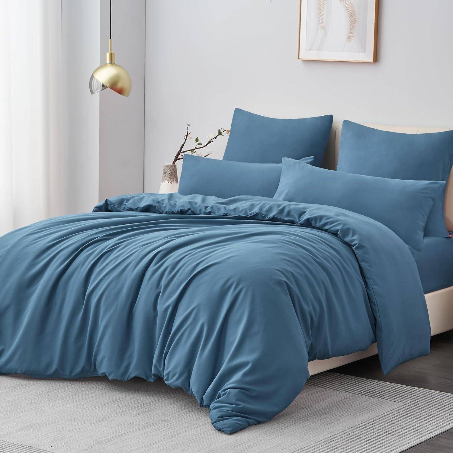 Bettwäsche 200x220 Mikrofaser 200x220cm+2x 80x80cm 05 - Denimblau