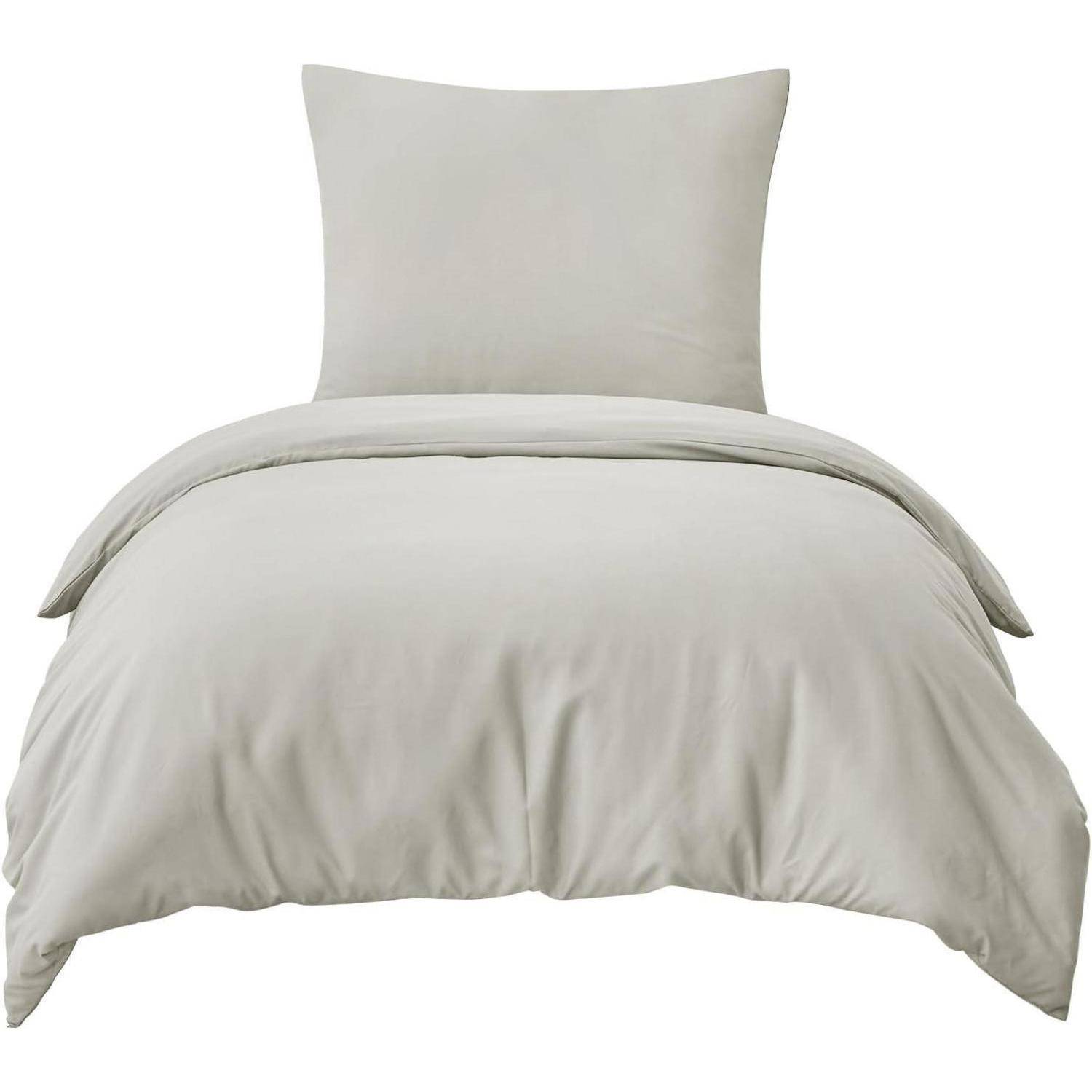 Bettwäsche 2tlg Mikrofaser Reißverschluss 155x220cm 80x80cm 06 Beige