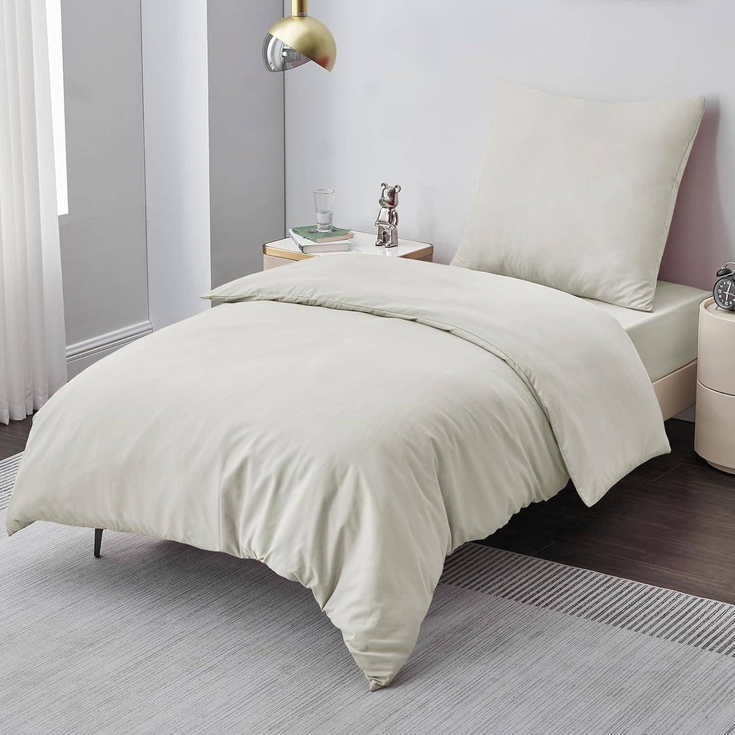 Bettwäsche 2tlg Mikrofaser Reißverschluss 155x220cm 80x80cm 06 Beige