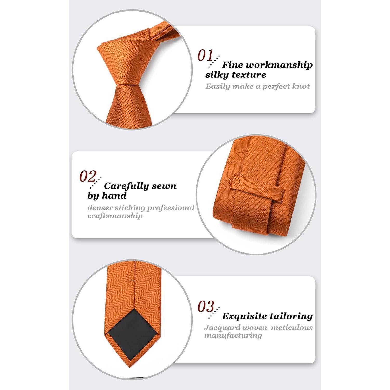 Krawatte Herren Hochzeit Einstecktuch Set Einheitsgröße Orange-1