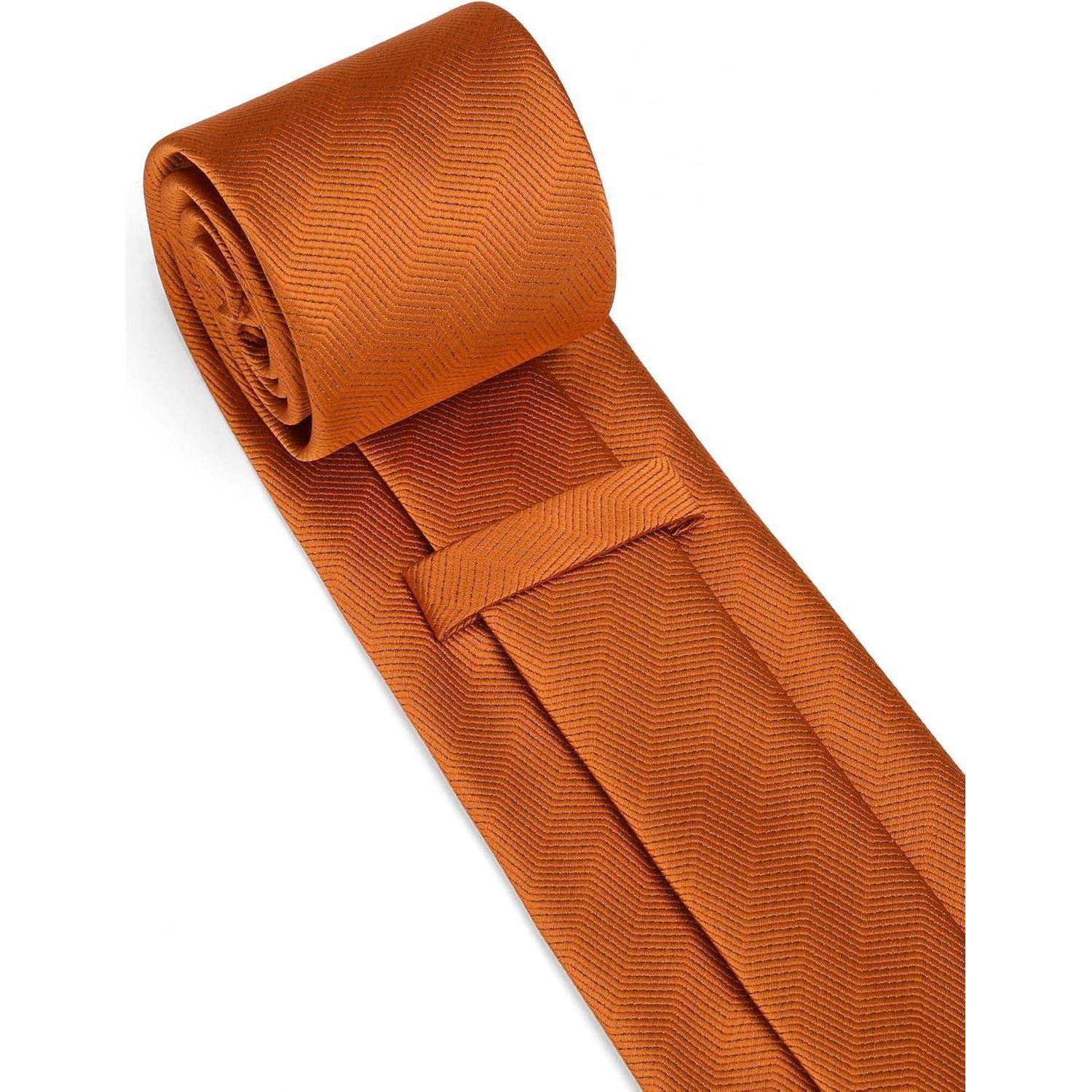 Krawatte Herren Hochzeit Einstecktuch Set Einheitsgröße Orange-1