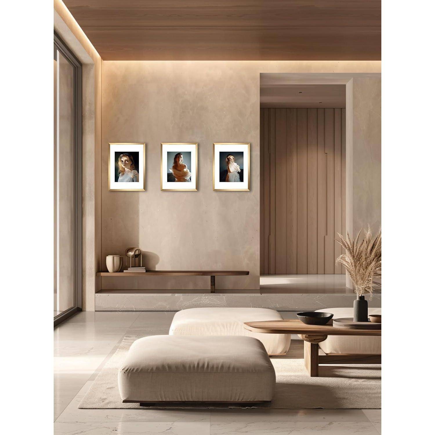 Bilderrahmen Gold 30x40 cm Passepartout 8,5x11 cm 3er 12X16-3P gold