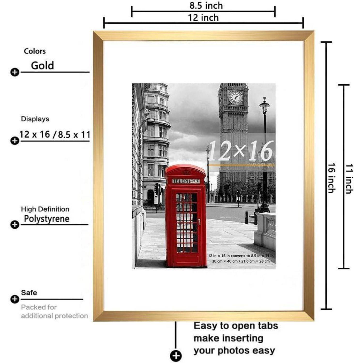 Bilderrahmen Gold 30x40 cm Passepartout 8,5x11 cm 3er 12X16-3P gold