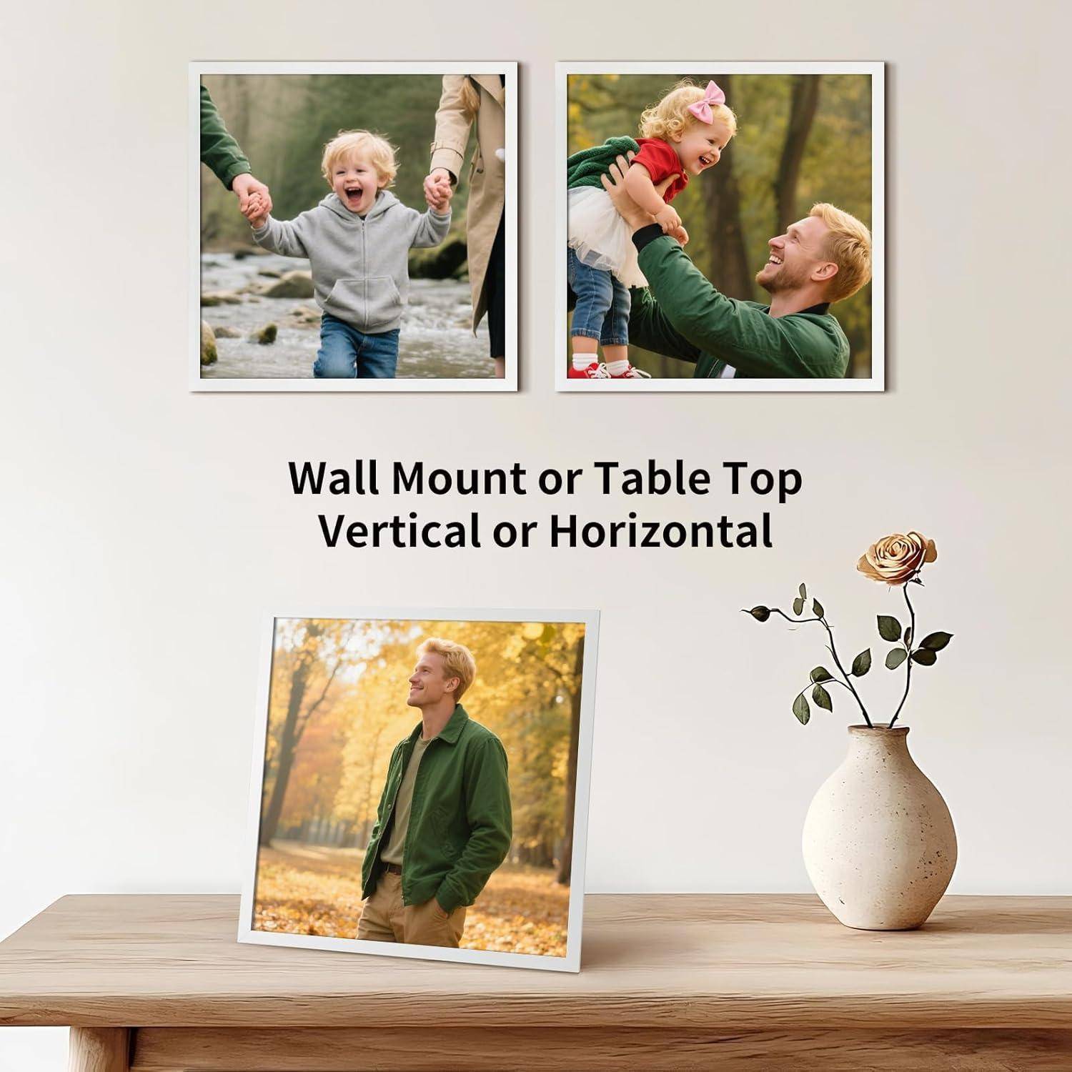Bilderrahmen Fotorahmen Wandaufsteller Tischaufsteller 30x30cm Weiß