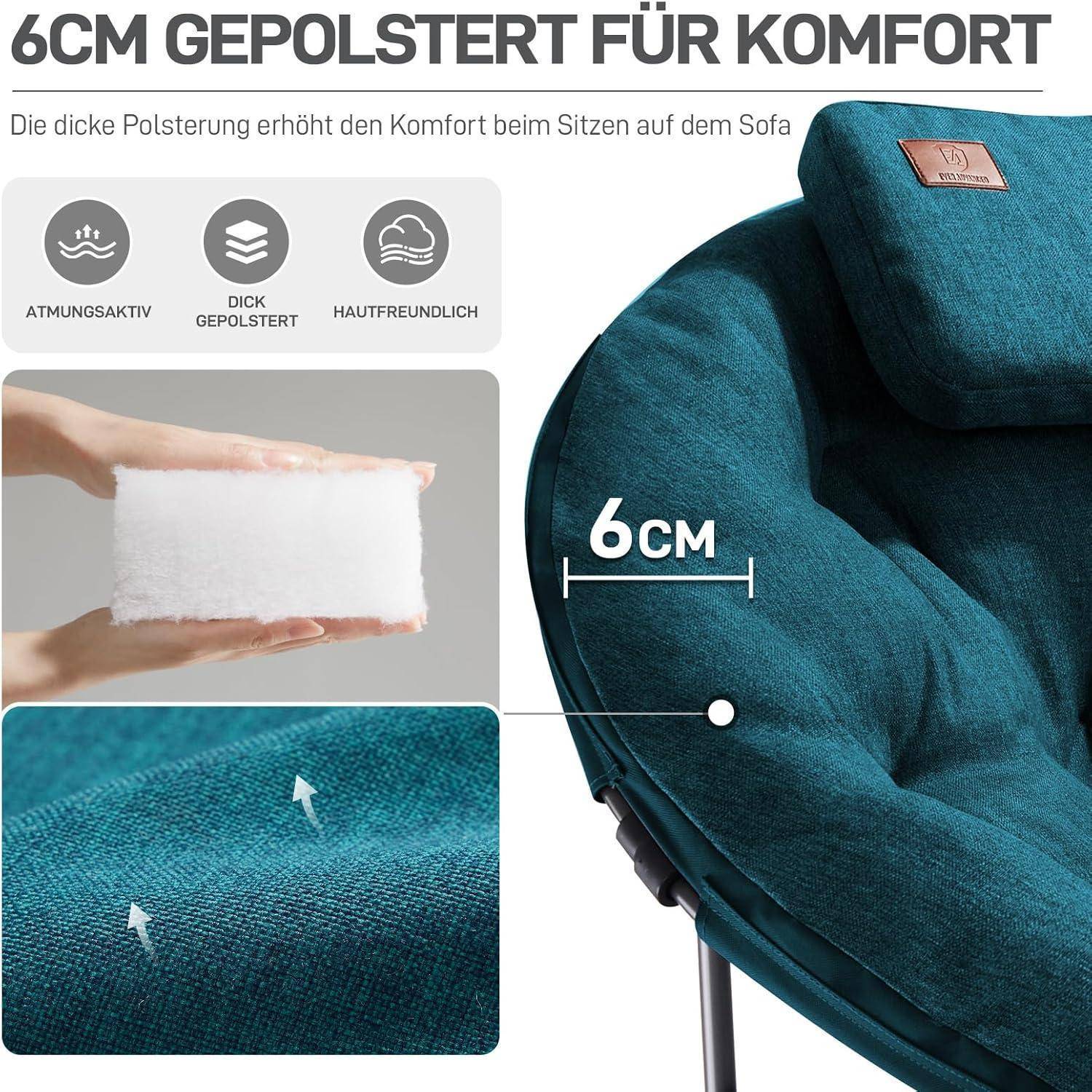 Campingstuhl Faltbar XXL 150kg Gepolstert Klappstuhl Grün