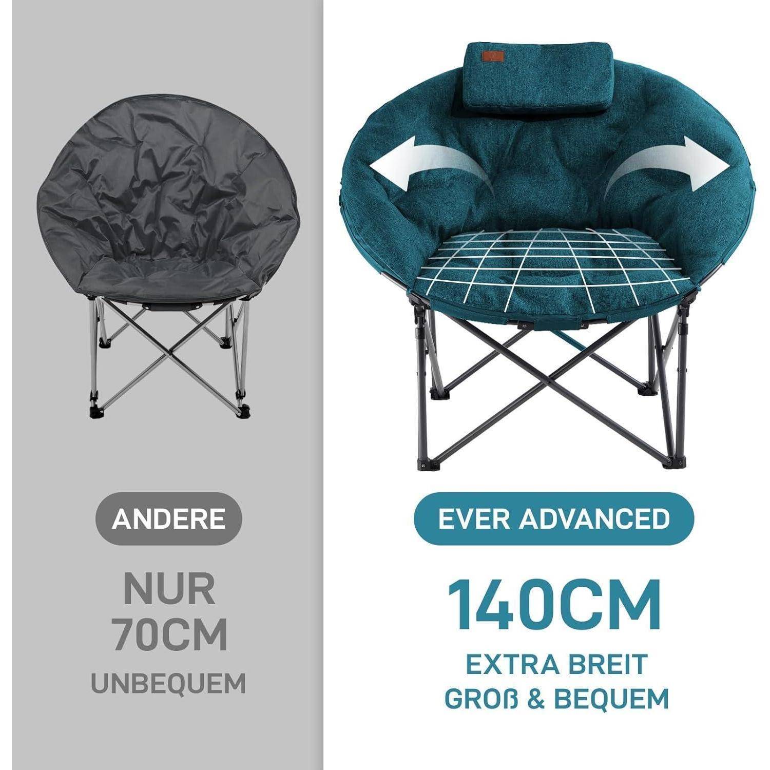 Campingstuhl Faltbar XXL 150kg Gepolstert Klappstuhl Grün